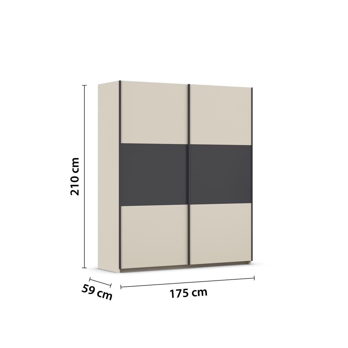 Schwebetürenschrank Neo Grau Champagner B: 175 cm - Champagner/Grau, MODERN, Holzwerkstoff (175/210/59cm) - Rauch Möbel