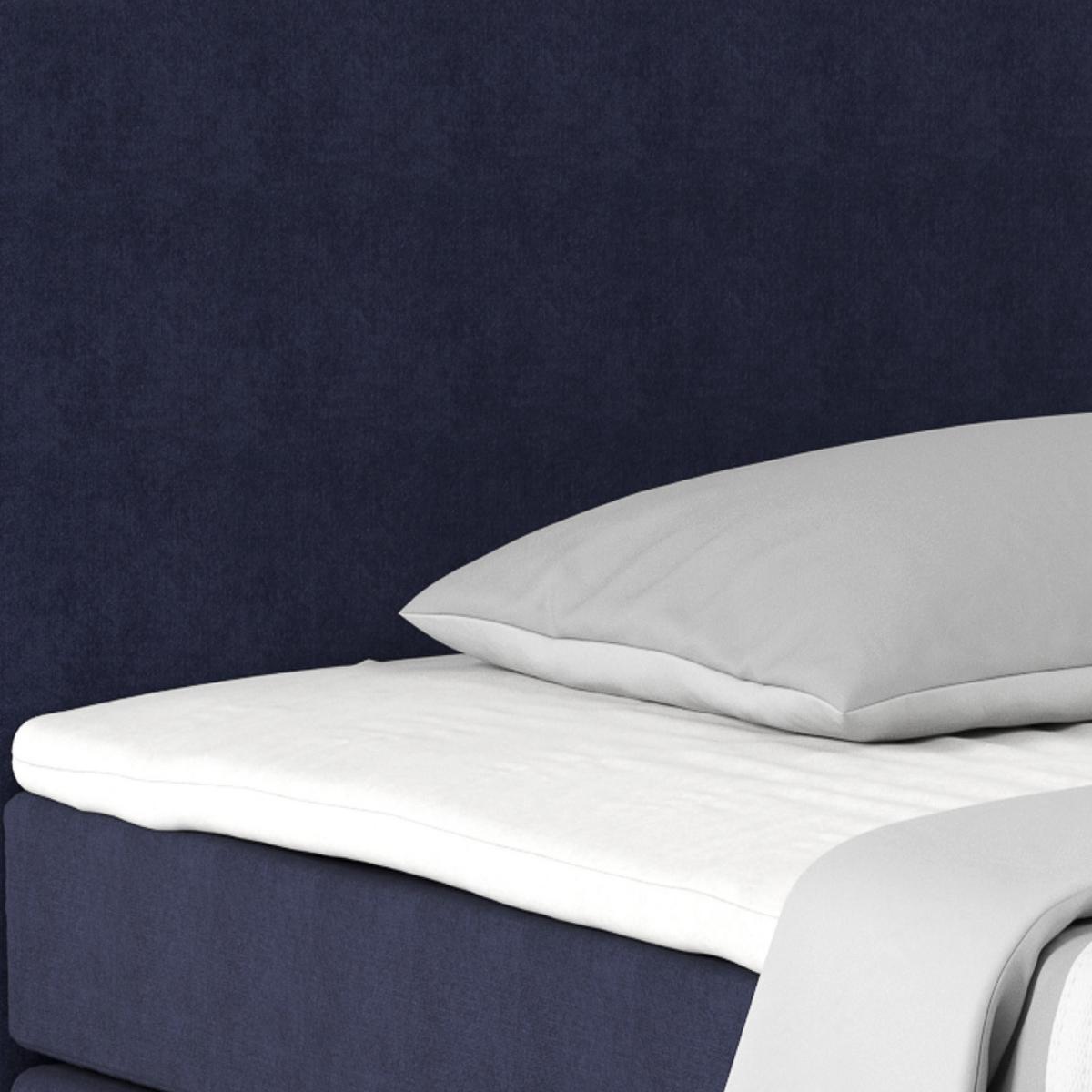 Boxspringbett Mit Topper 140x200cm Nero, Blau - Blau/Chromfarben, KONVENTIONELL, Textil (140/200cm)