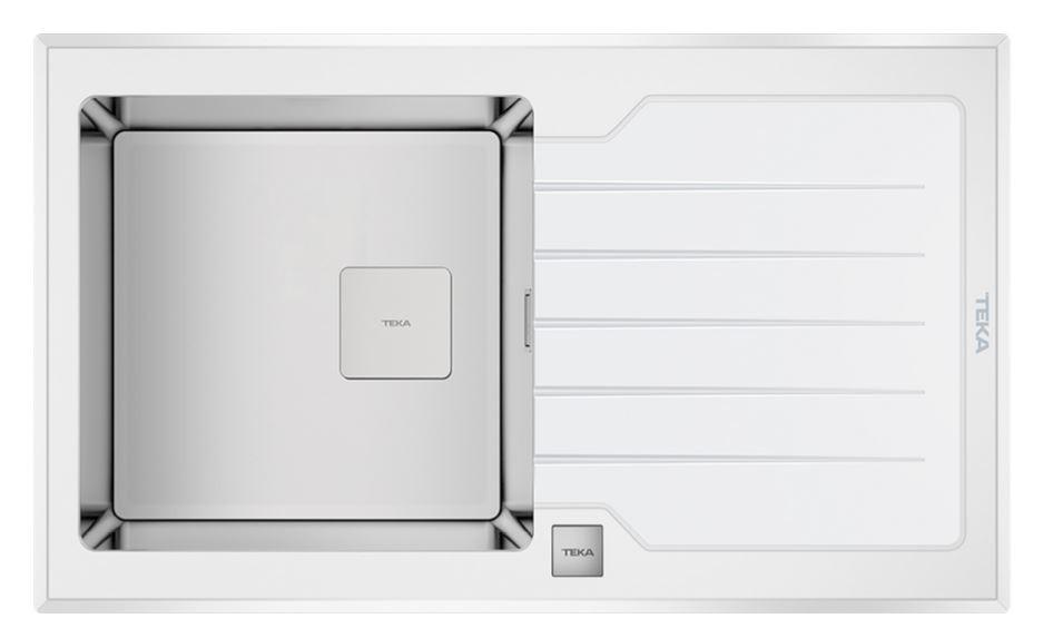 Dřez nerez/sklo Teka LUX R15 86 1B1D DIAMOND - bílá, kov/sklo (86/51cm) - Teka