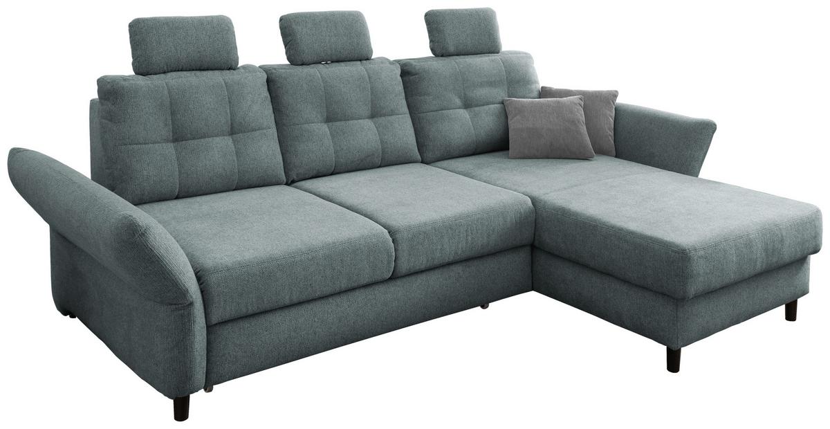 Ecksofa Brizzini Mintgrau S: 250-280/176 Cm - Mintgrau/Blau, MODERN, Holz/Textil (250-280/176cm) - Livetastic