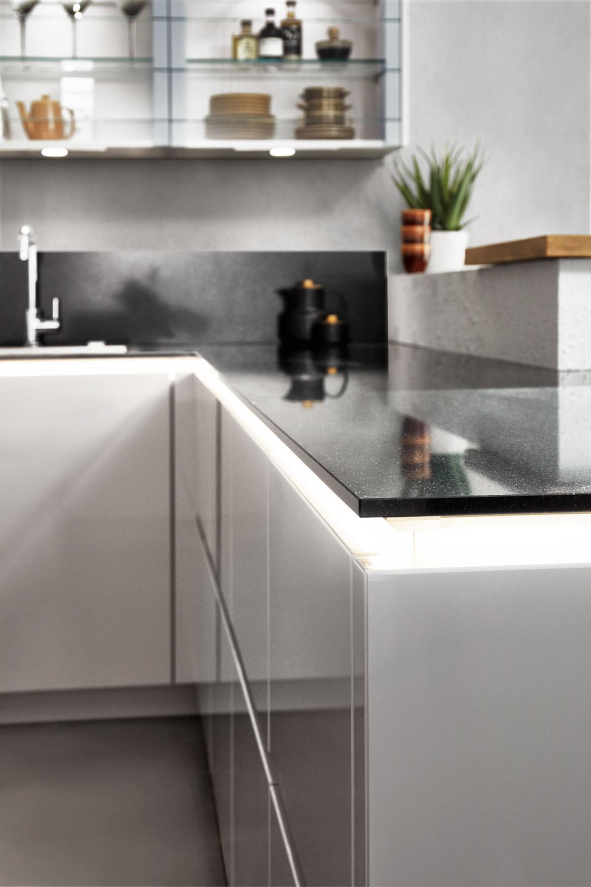 Einbauküche Luxor Frei Planbar Modern, grifflos - Schwarz/Grau, MODERN, Holzwerkstoff - Vertico