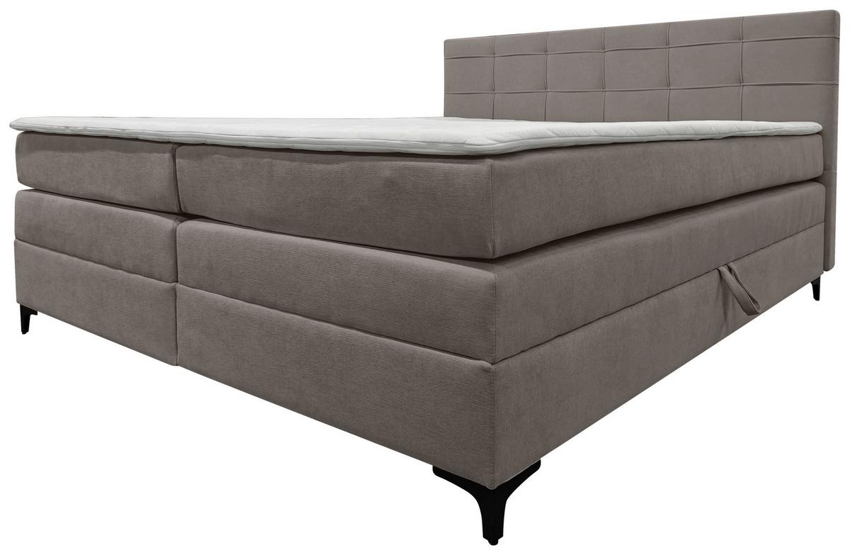 Boxspringbett Mitto mit Topper 180x200 cm - Taupe/Schwarz, KONVENTIONELL, Textil/Metall (180/200cm)