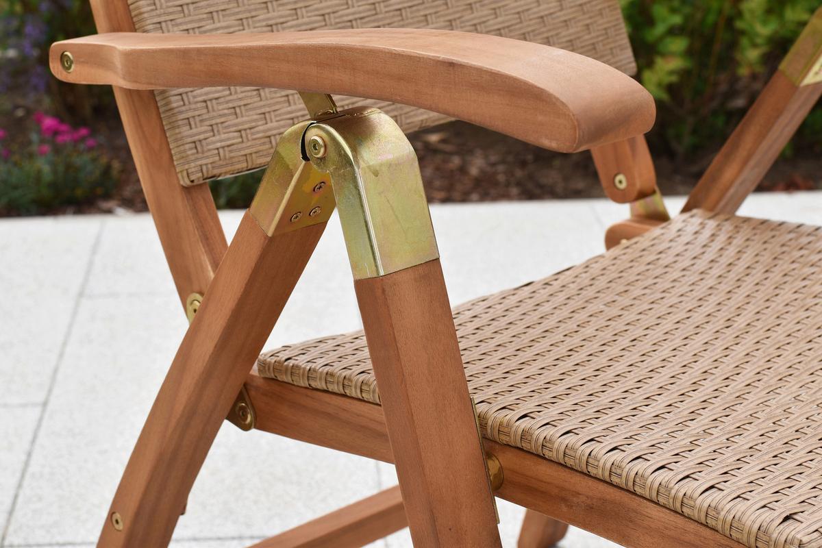 Gartentischgruppe Capri 7--Teilig. Aus Akazie - Naturfarben, KONVENTIONELL, Holz/Kunststoff - Gardenson