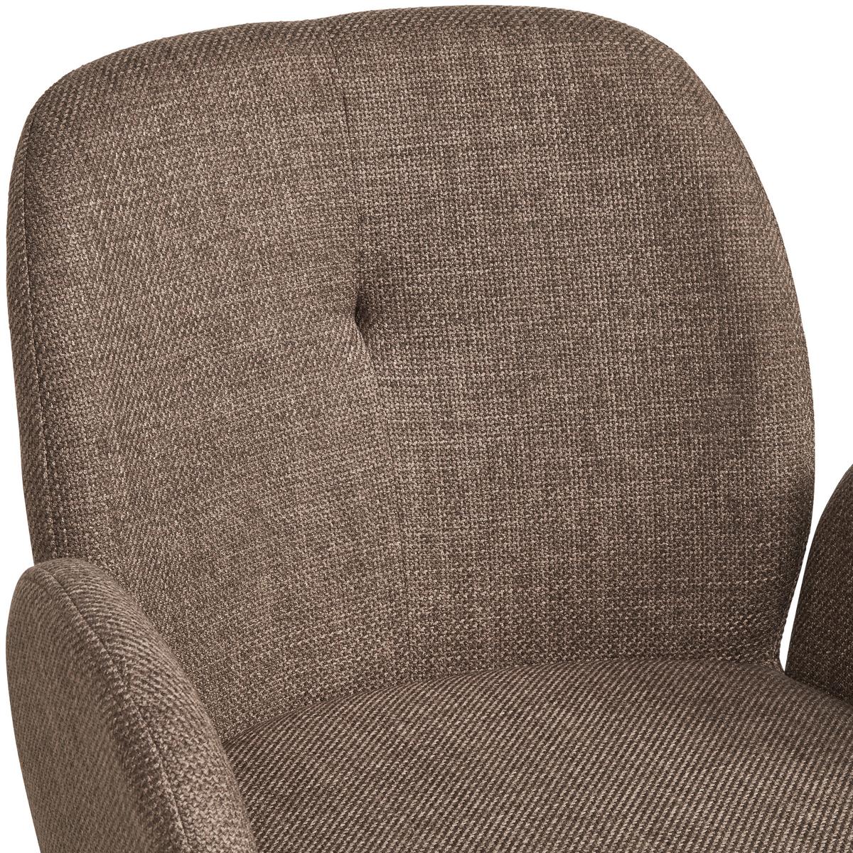 Armlehnstuhl Pauline Leinenoptik Brau, B: 62 cm - Schwarz/Braun, KONVENTIONELL, Holz/Textil (62/85/64cm) - MID.YOU