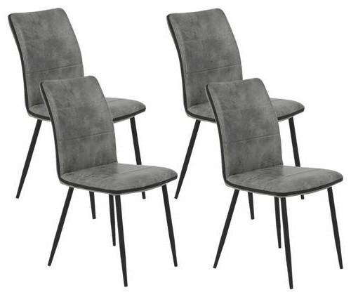 Stuhl-Set Caroline S Grau - Schwarz/Grau, MODERN, Textil/Metall (44/87/57cm) - MID.YOU
