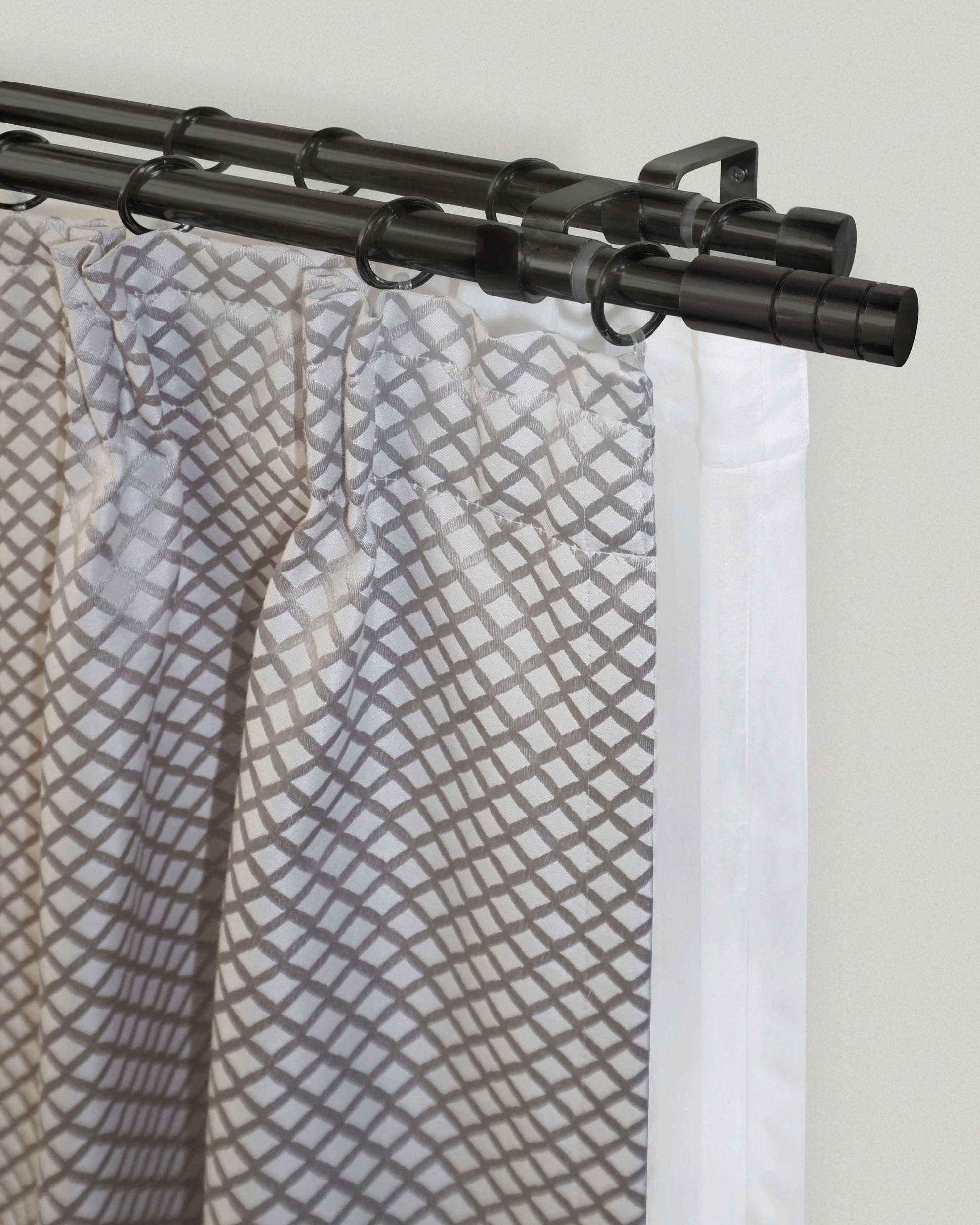 Rundstangengarnitur 2-lfg Ada Schwarz L: 120-230 Cm - Schwarz, ROMANTIK / LANDHAUS, Metall (120-230cm) - James Wood