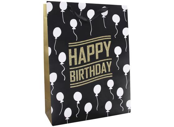 Geschenktasche Golden Birthday M - Goldfarben/Schwarz, MODERN, Karton (32/26/12cm) Geschenktasche Golden Birthday M - Goldfarben/Schwarz, MODERN, Karton (32/26/12cm)