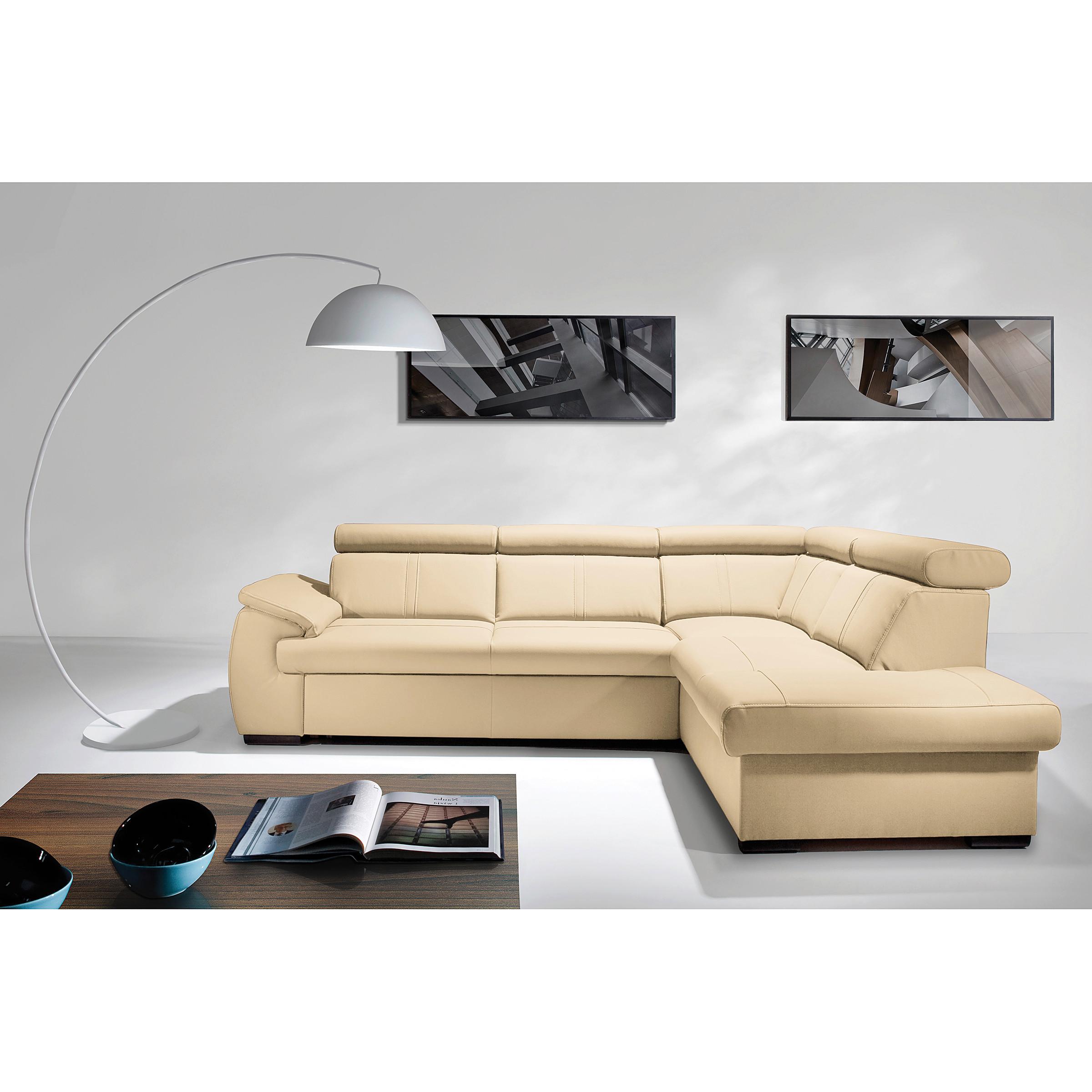 Ecksofa City Beige B: 265x211 Cm - Wengefarben/Beige, Design, Leder (265/211cm) - Livetastic