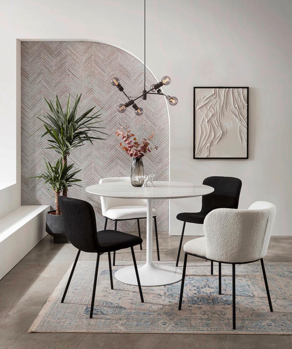 Stuhl-Set Schwarz B: 44cm 4-teilig - Schwarz, MODERN, Textil/Metall (44/79/52cm) - Livetastic