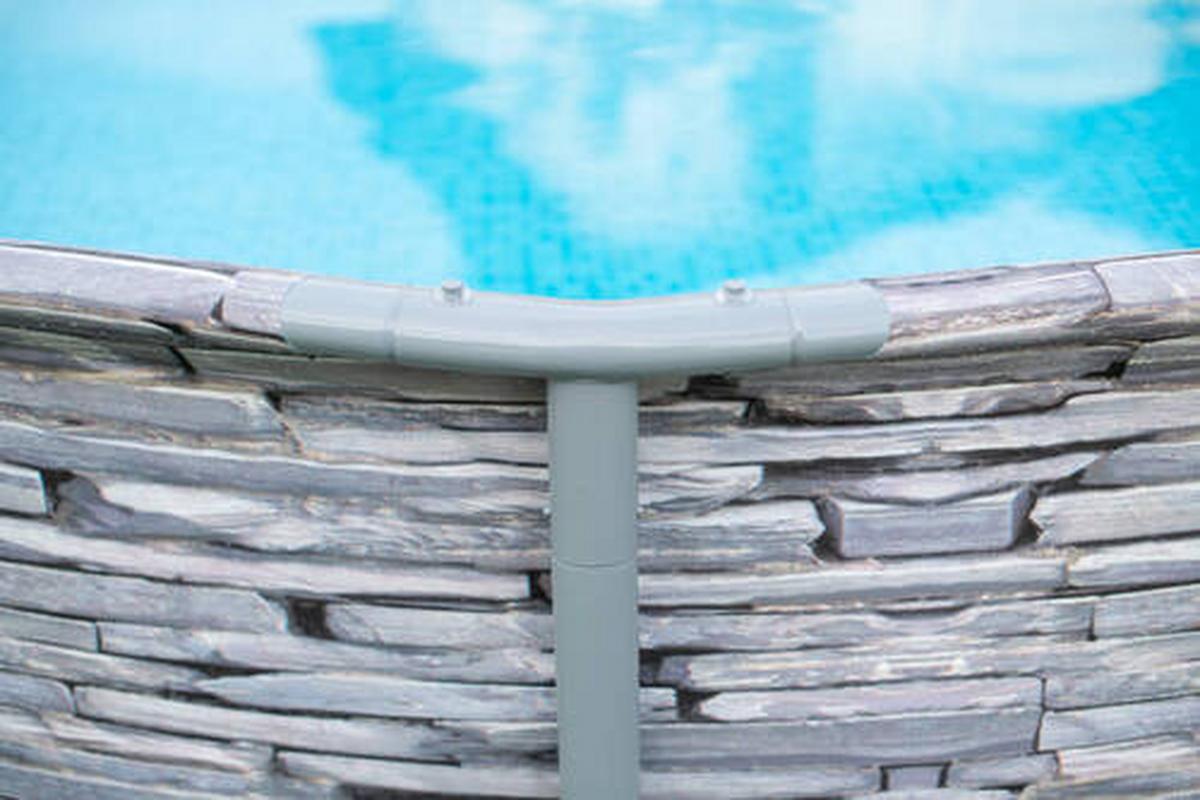 Aufstellpool Rund mit Leiter D: 427 cm - Grau, KONVENTIONELL, Kunststoff (427/107cm)