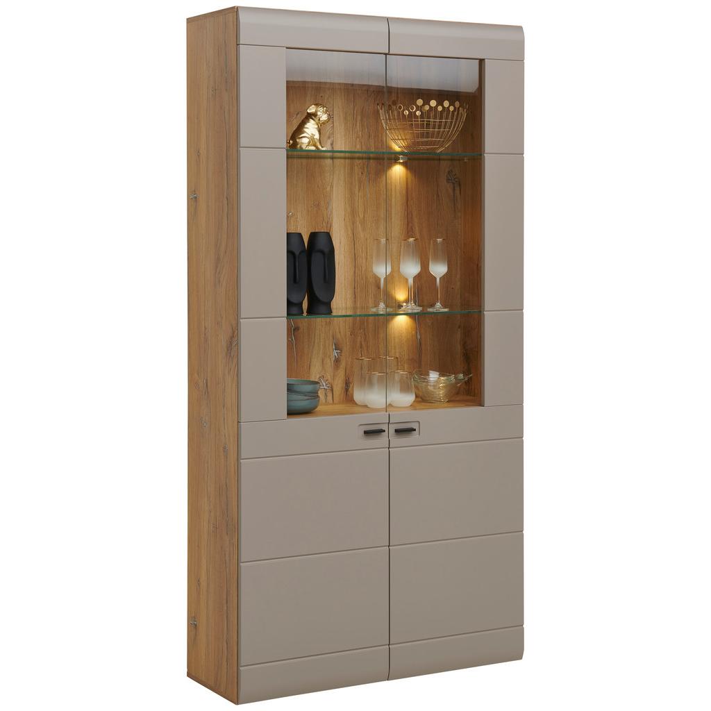 Vitrine Auris B: 100 cm Basalt/Eiche Dekor