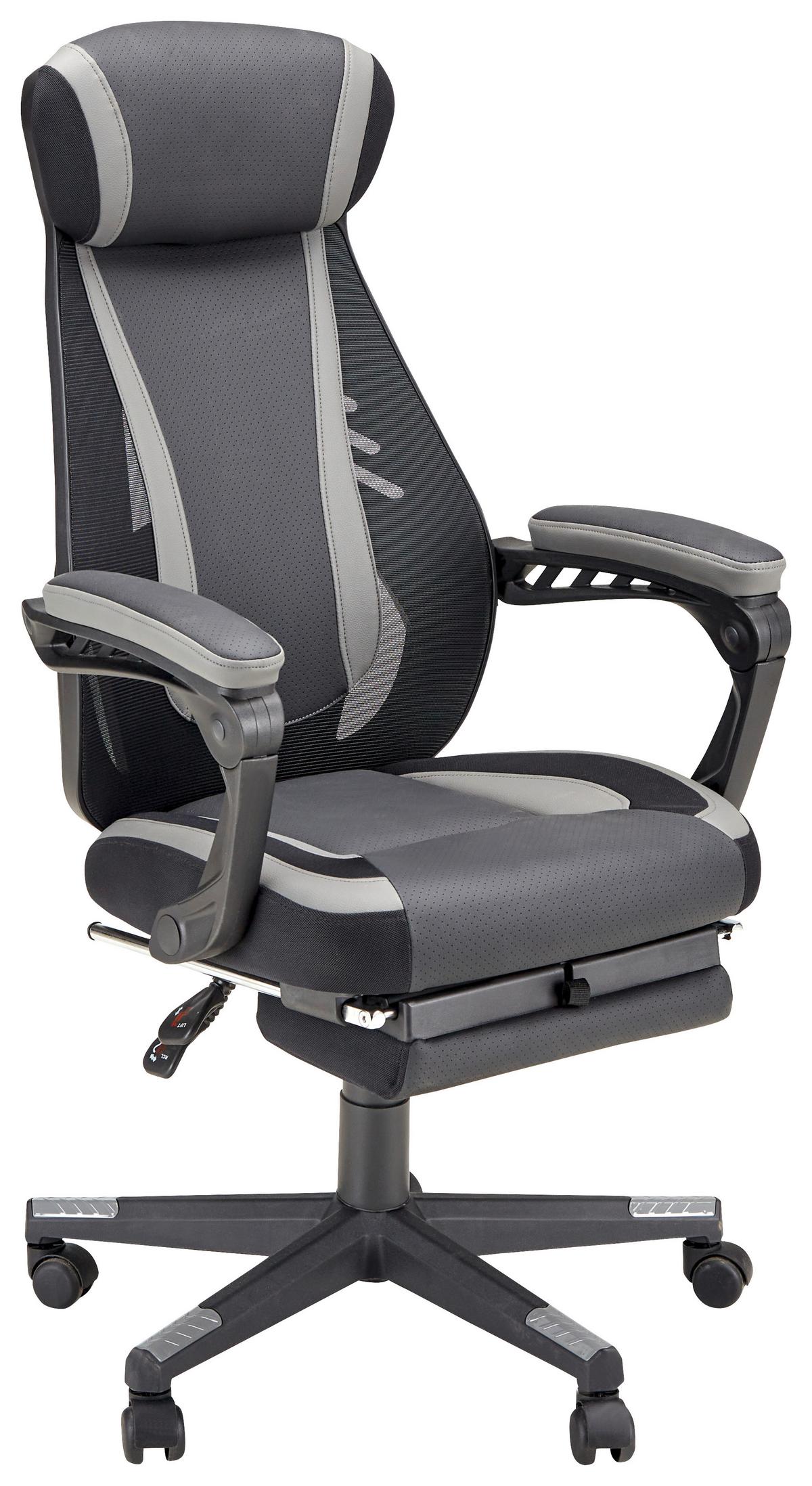 Kancelářské křeslo CLIO - šedá/černá, Moderní, kov/textil (64/110-117-5/60,5cm) - Mömax