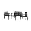 Gartengarnitur 4-Tlg. Break Aluminium/Glas - Schwarz, KONVENTIONELL, Glas/Textil - Gardenson