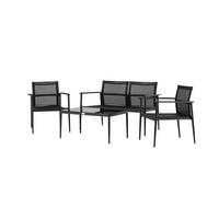 Gartengarnitur 4-Tlg. Break Aluminium/Glas - Schwarz, KONVENTIONELL, Glas/Textil - Gardenson