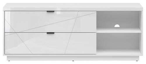 Lowboard Forn TV Stand - Weiß Hochglanz/Schwarz, Design, Holzwerkstoff (156/61/42,5cm)
