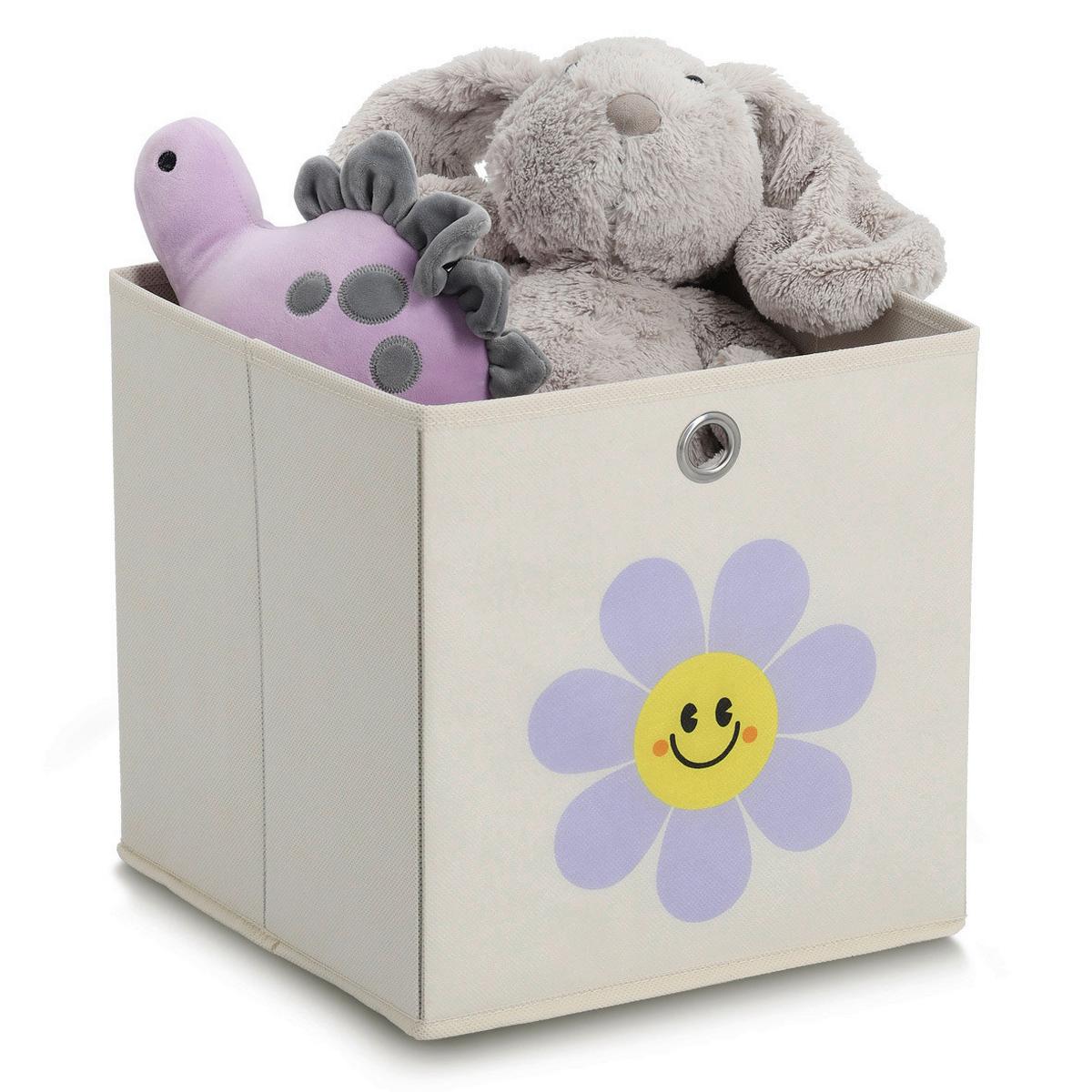 Aufbewarhungsbox 'HappyFlower' creme, ca. 28x28x28 cm - Creme, Basics, Textil (28/28/28cm) - Zeller Present
