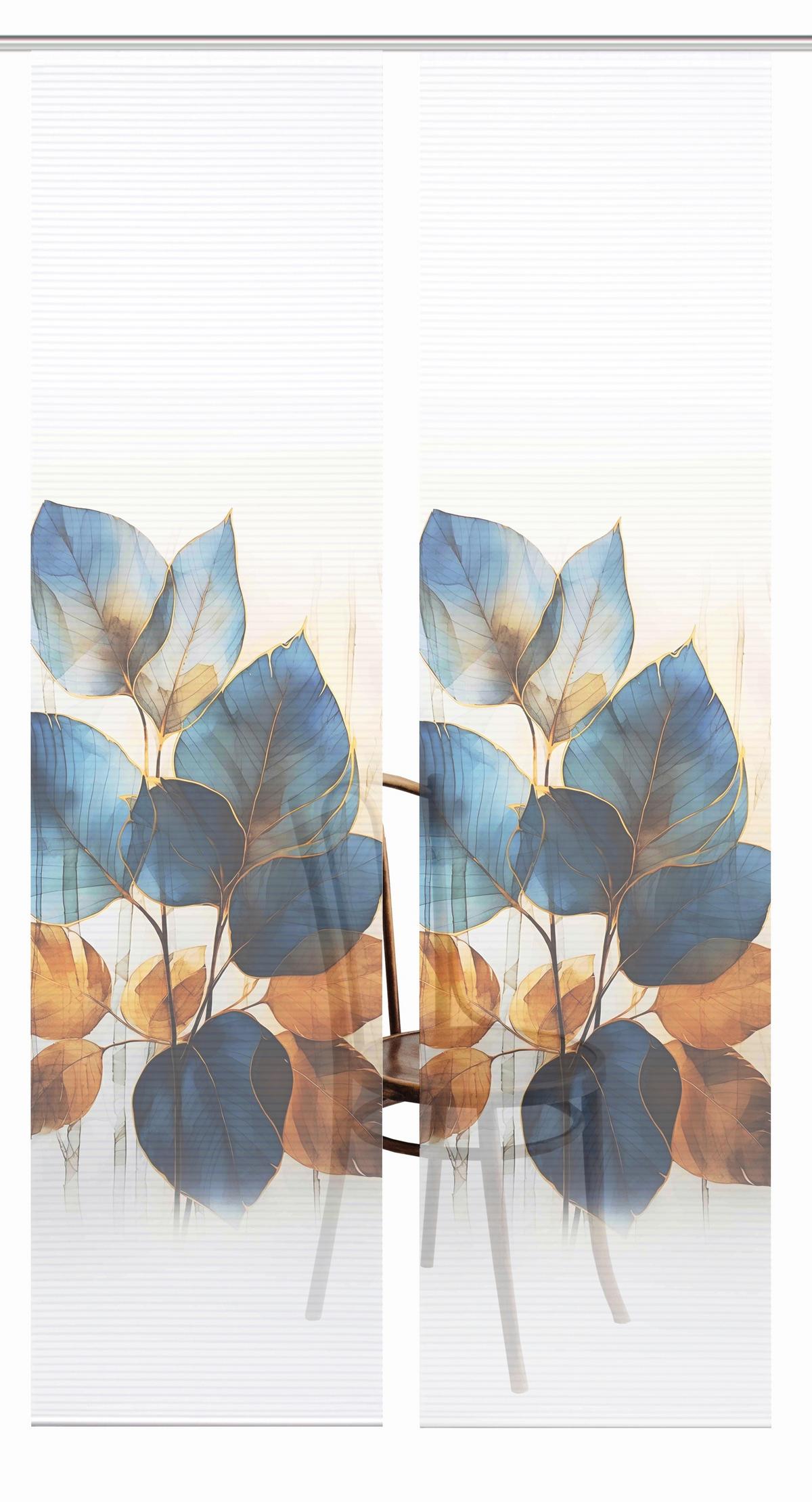 Flächenvorhang Thalin 2er Set - Blau/Weiß, LIFESTYLE, Textil (60/245cm)