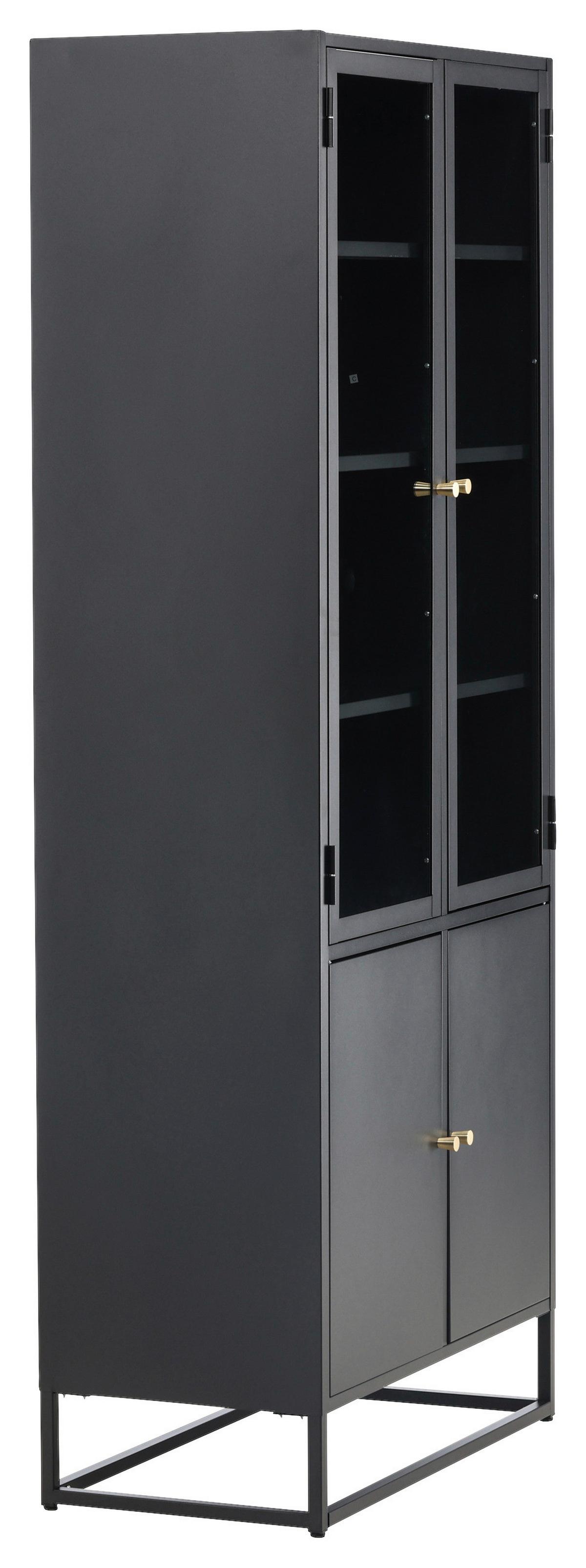 Vitrine Bakal - Schwarz, Design, Glas/Metall (80/190/41cm) - Livetastic