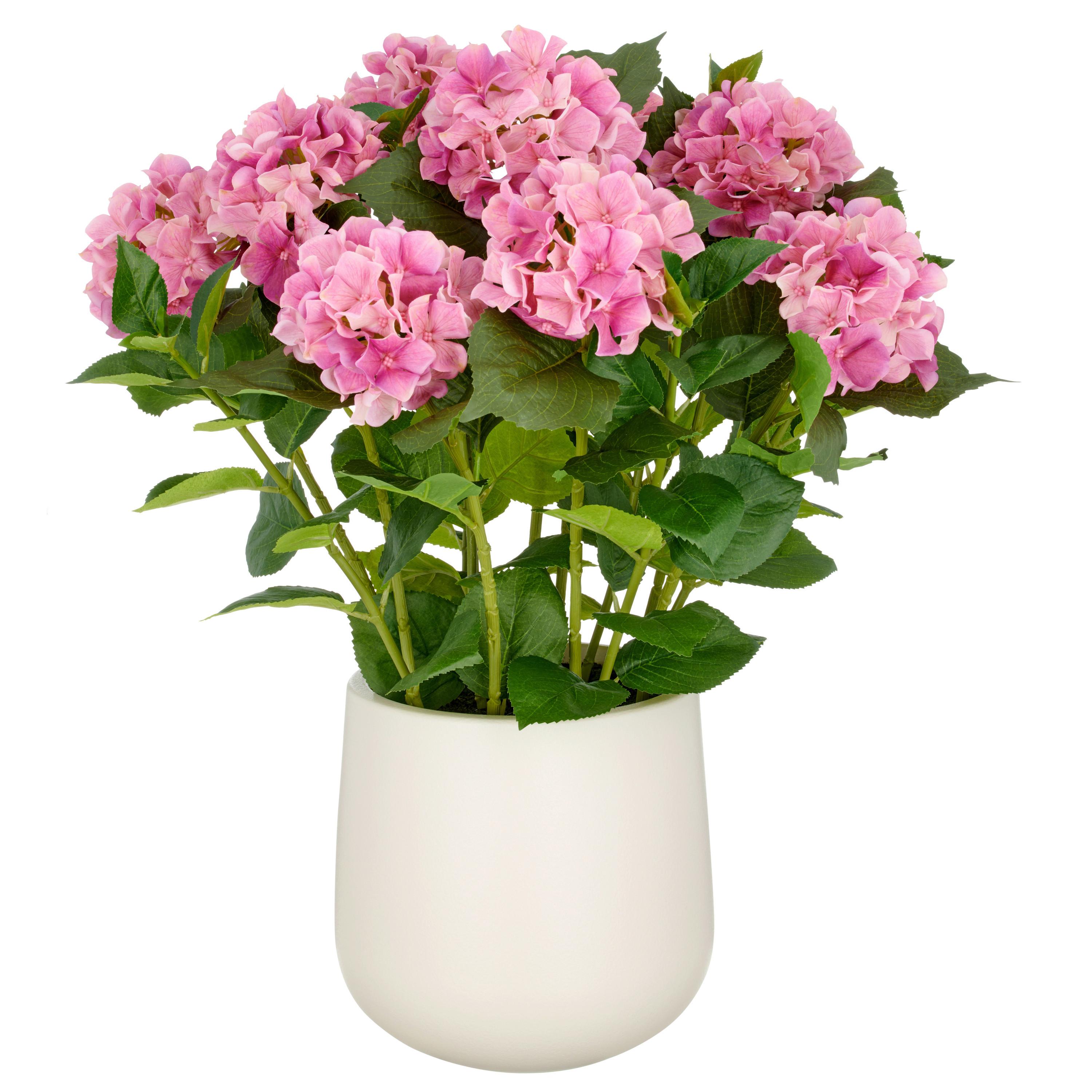 Kunstpflanze Pink Grün Creme B: 27 cm - Pink/Creme, Basics, Kunststoff (27/77/27cm)