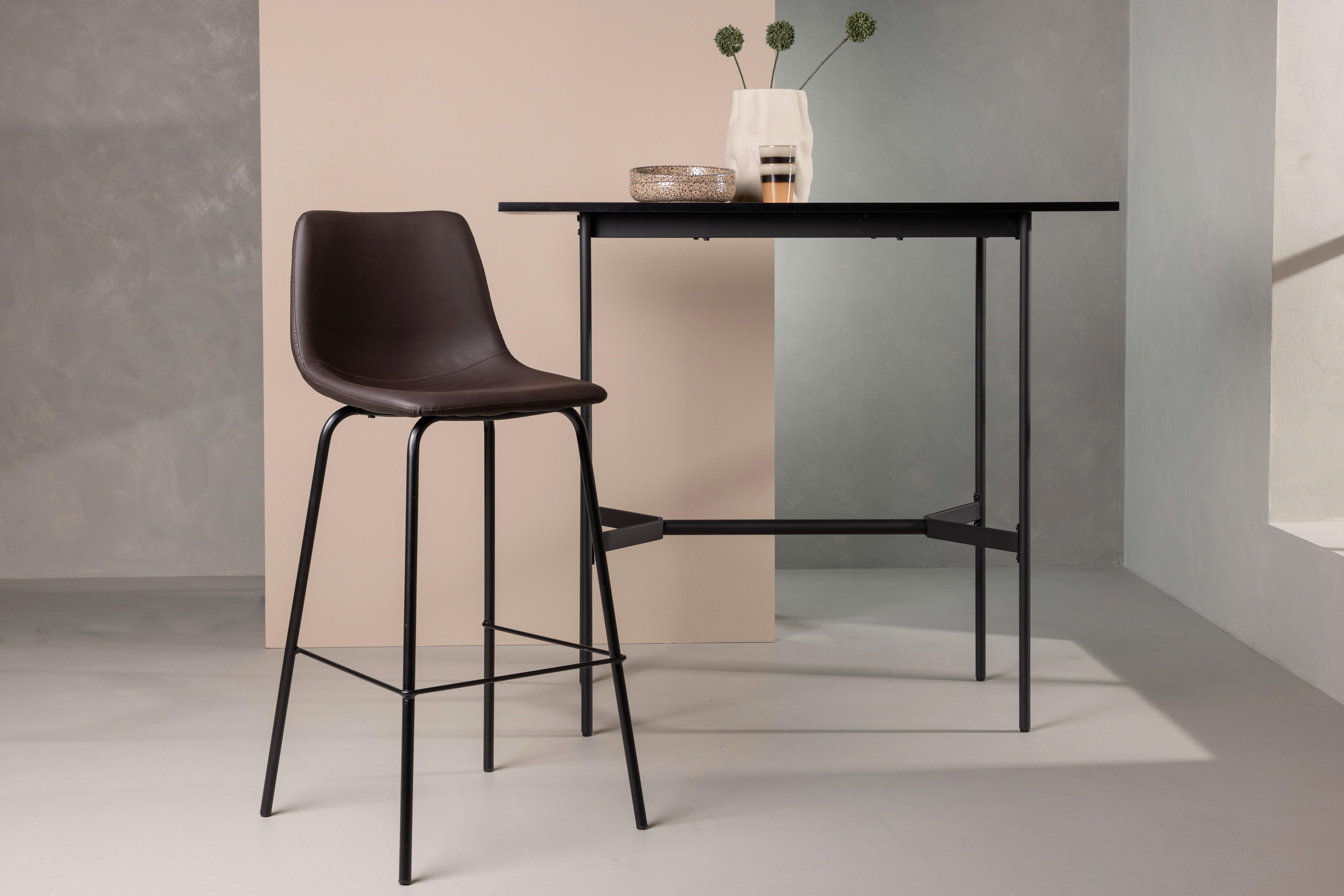 Barhocker-Set Alexi - Dunkelbraun/Schwarz, Design, Textil/Metall (47/103/48cm) - Livetastic