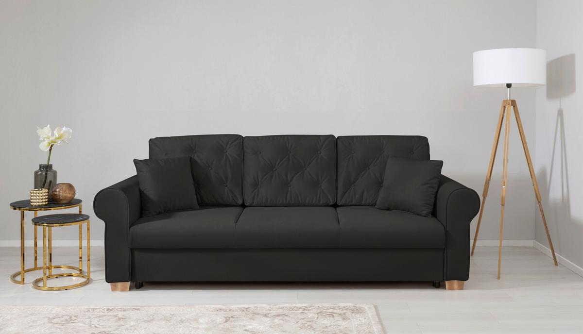 Schlafsofa Arles, Schwarz 25 B: 240 Cm - Buchefarben/Schwarz, Design, Textil (240/94/98cm) - MID.YOU
