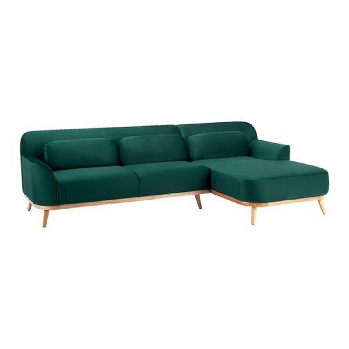 SEdací souprava ADRIANA zelená - zelená/přírodní barvy, Moderní, dřevo/textil (268/77/161cm) - Bessagi Home
