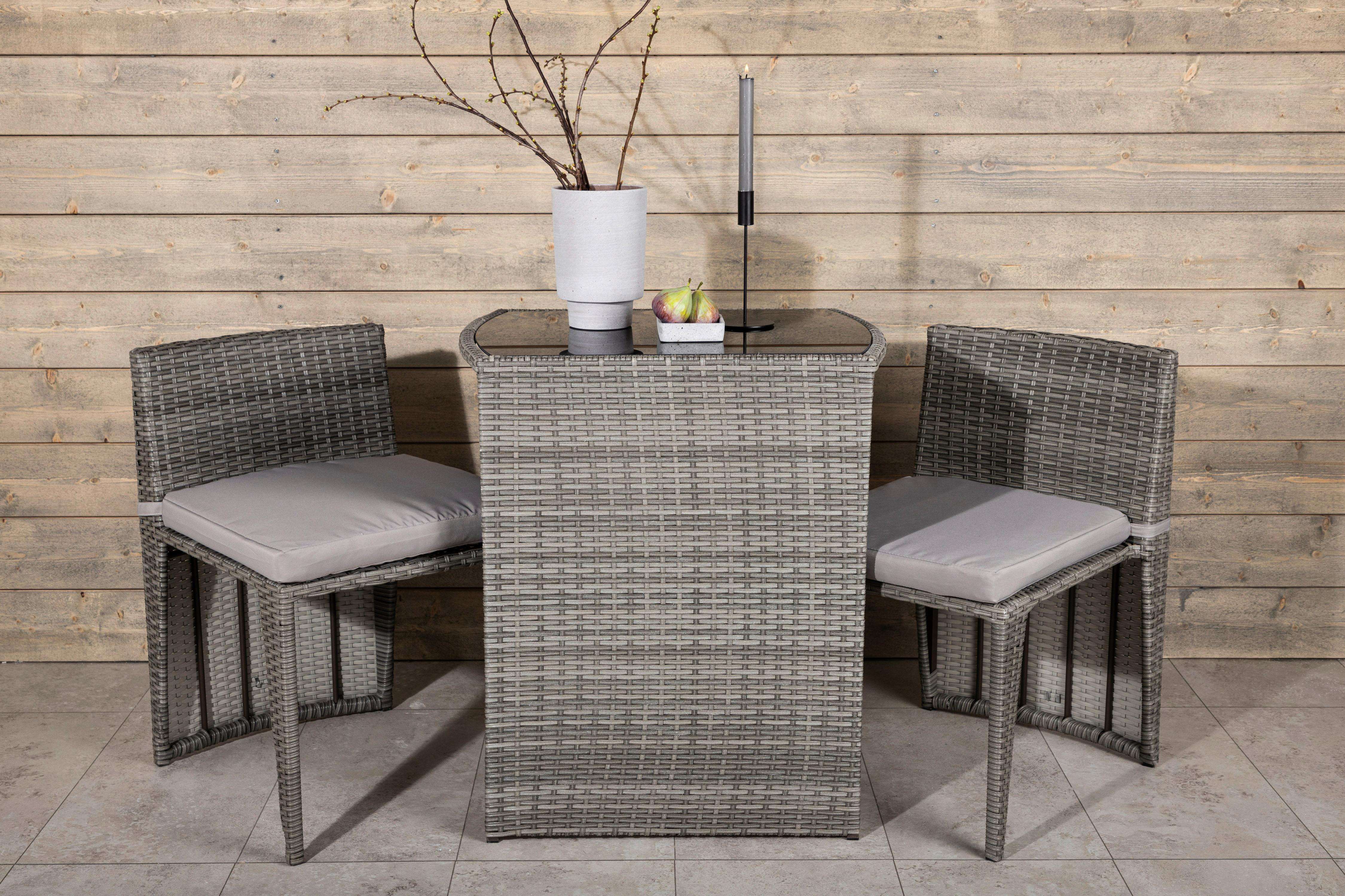 Balkonset Savanna - Schwarz/Grau, KONVENTIONELL, Kunststoff/Metall - Gardenson