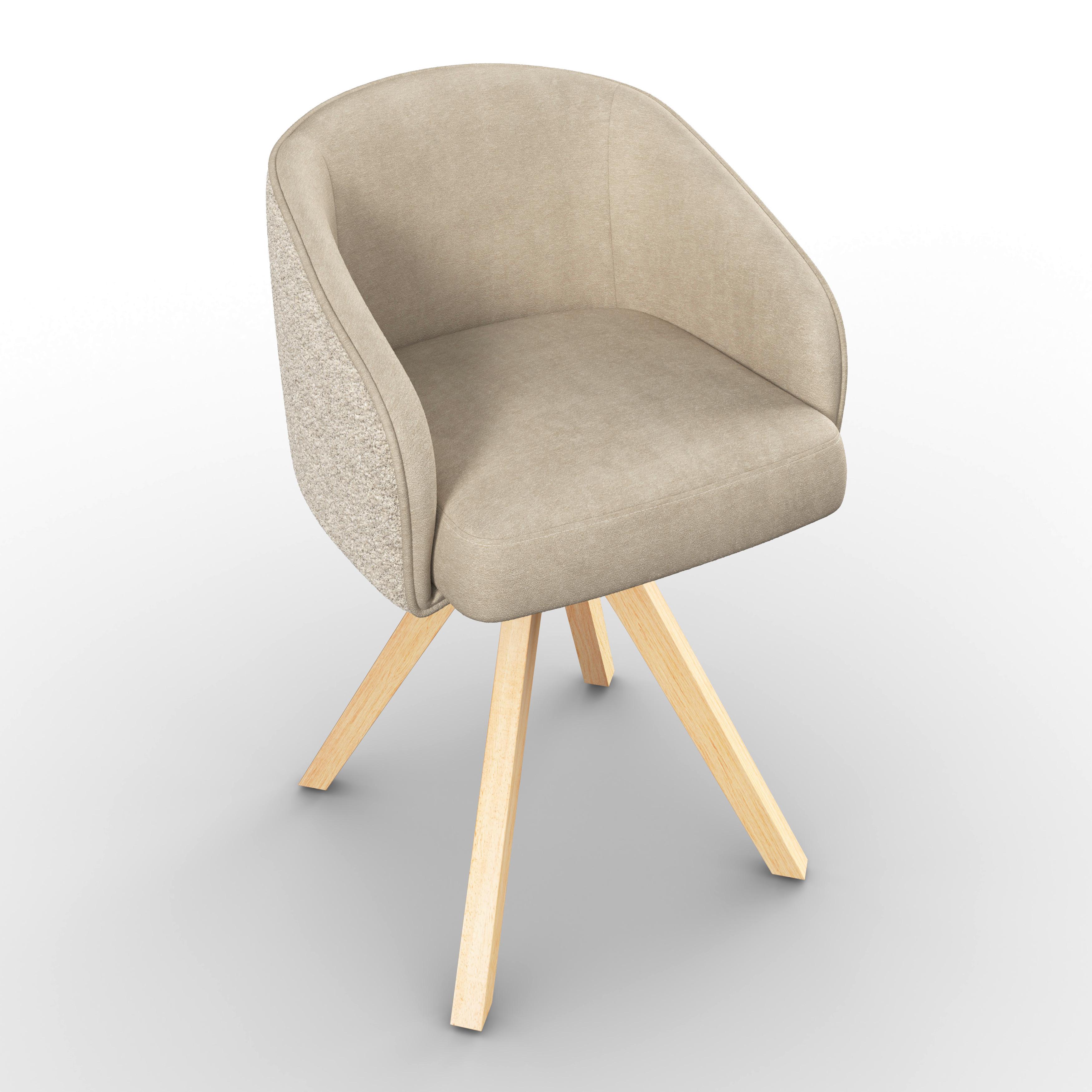 STOLIČKA S PODRÚČKAMI EMMIE - farba duba/taupe, Modern, drevo/textil (60/75/60cm) - Bessagi Home