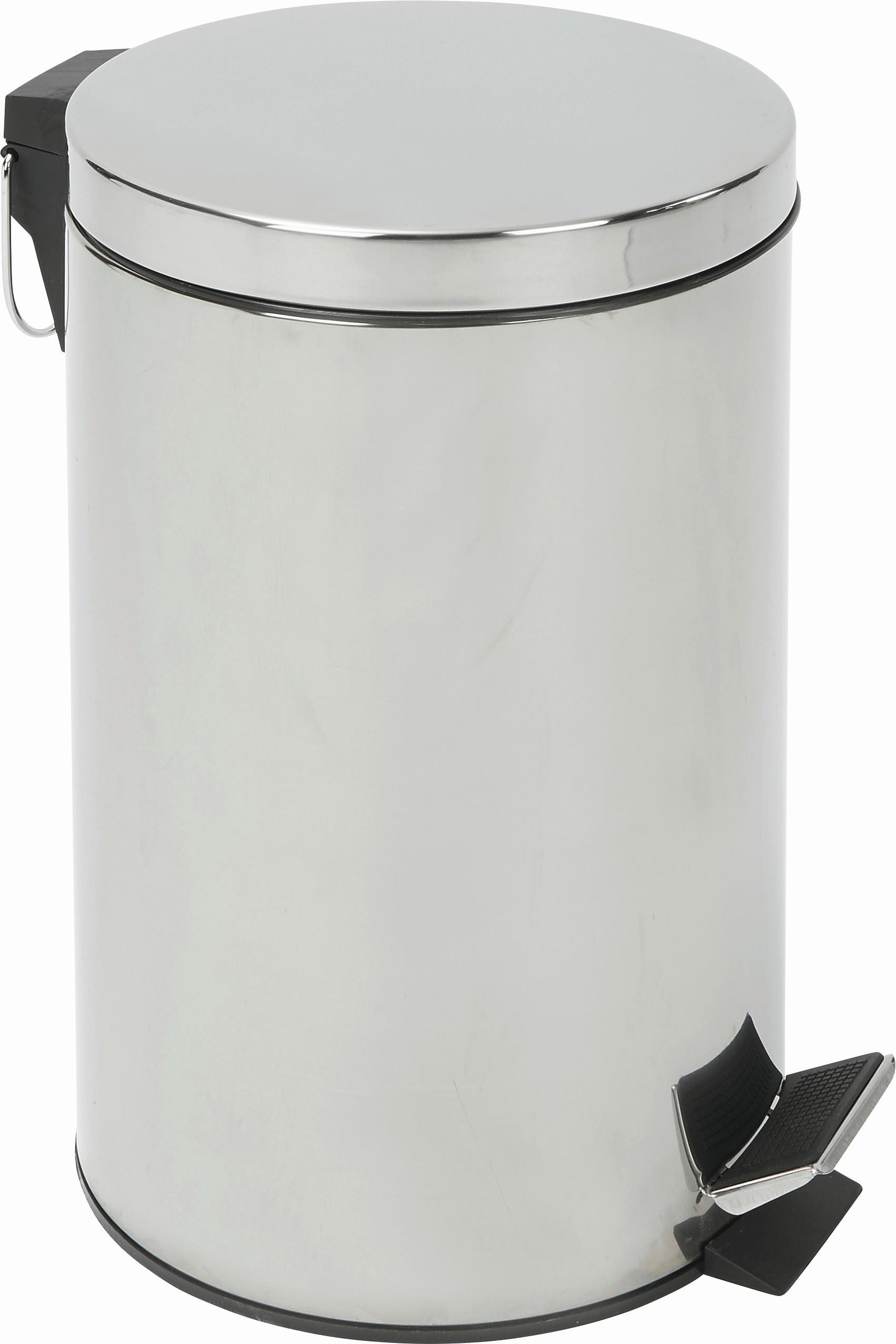 Treteimer Leonardo Iii 12 L Edelstahl/chrom Dxh: 25x39,5cm - Chromfarben/Schwarz, KONVENTIONELL, Kunststoff/Metall (25/39,5cm) - Homezone