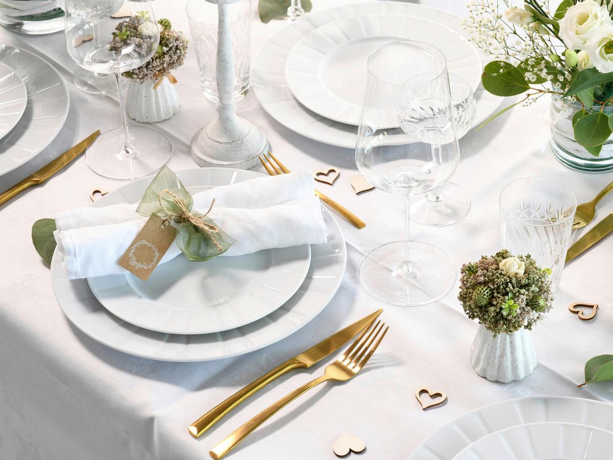 Tafelservice Porzellan 6 Personen Geschirr Set - Weiß, Basics, Keramik - Creatable