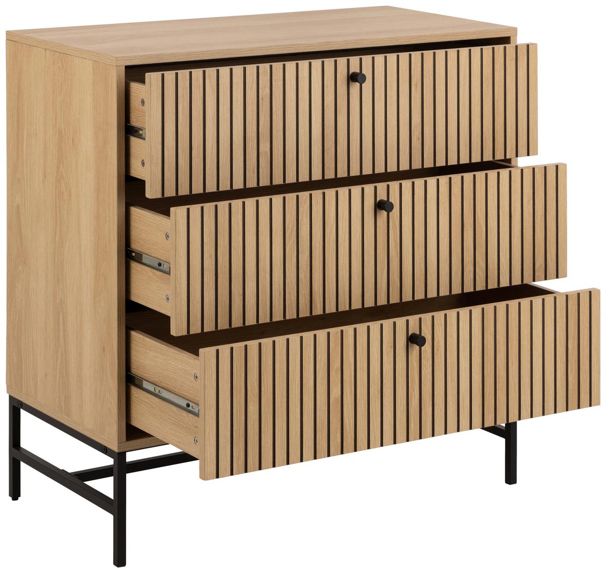 KOMODA ALBANY - černá/barvy dubu, Design, kov/dřevo (80,6/80,4/40cm)