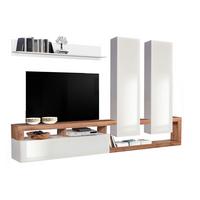 OBÝVACÍ STĚNA DALLAS BIG - dub wotan/vysoce lesklá bílá, Basics, kompozitní dřevo (277/173/35cm)