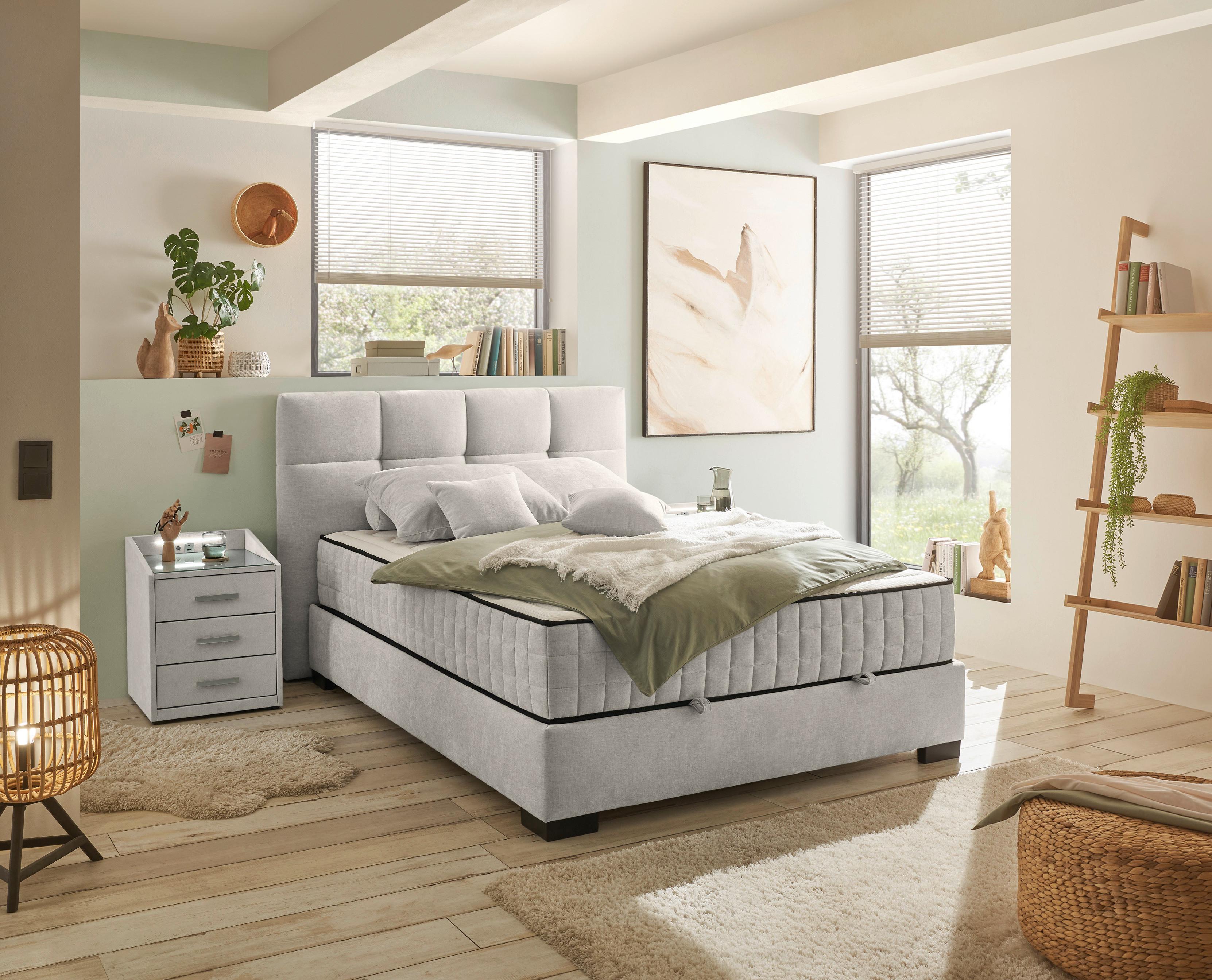 Boxbett Nagol A - Beige/Schwarz, MODERN, Holzwerkstoff/Textil (120/200cm) - MID.YOU