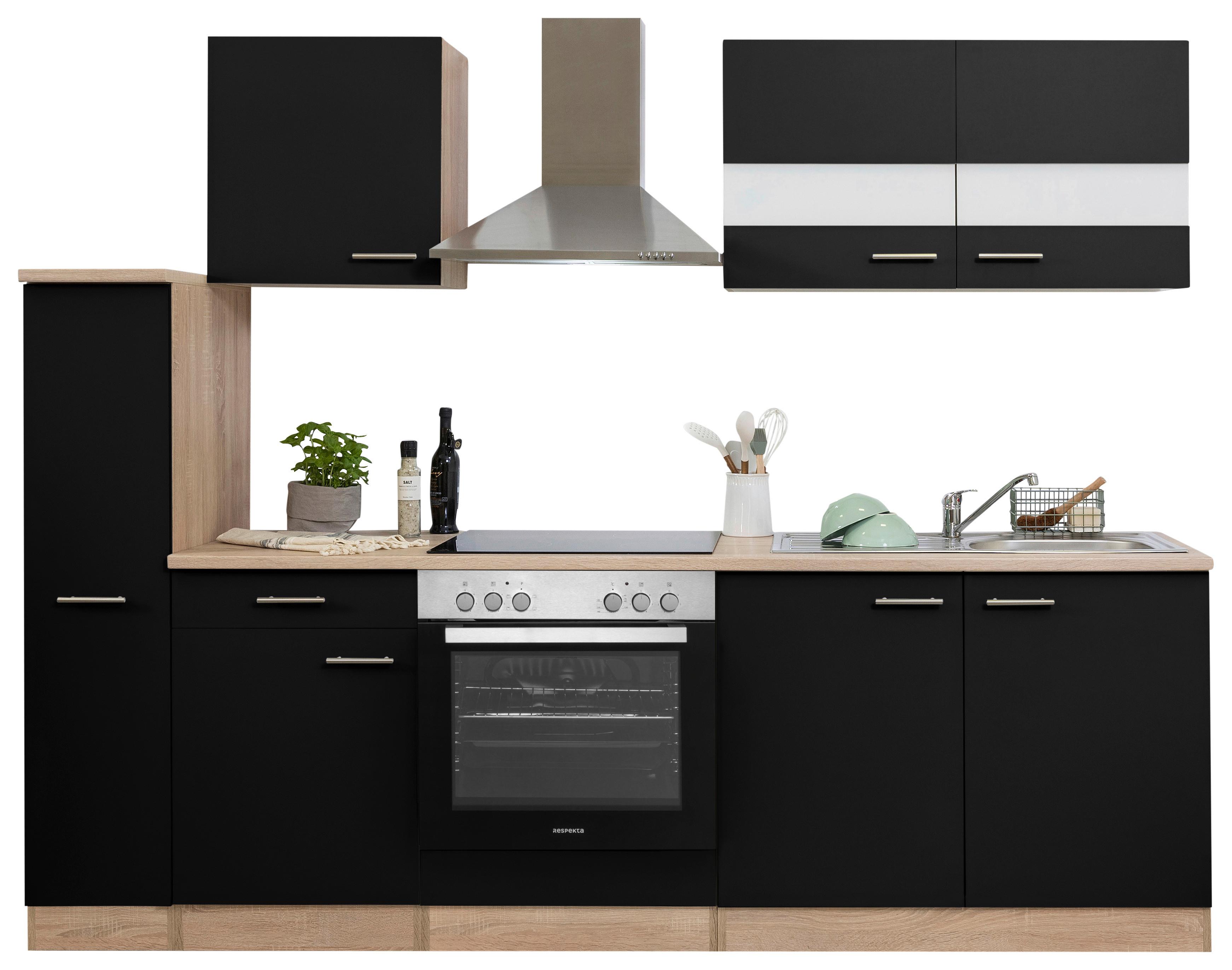 Küchenblock Merle Küchenblock 240 cm - Eichefarben/Schwarz, Basics, Holzwerkstoff (240cm) - Respekta