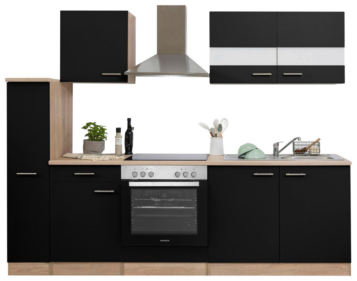 Küchenblock Merle Küchenblock 240 Cm - Eichefarben/Schwarz, Basics, Holzwerkstoff (240cm) - Respekta