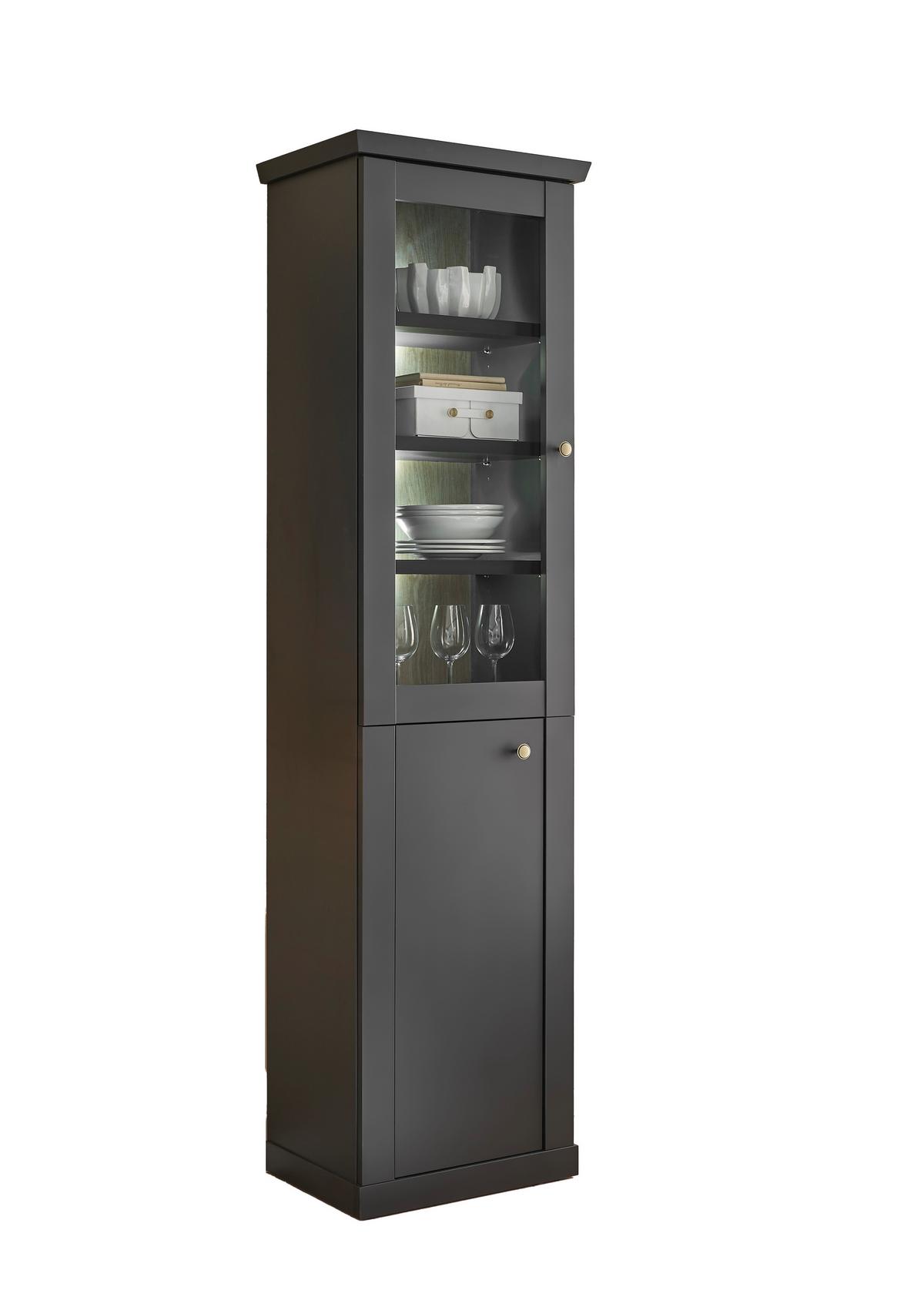 Vitrine Lincoln Schwarz/Eichefarben B: 55cm - Eichefarben/Schwarz, Design, Holzwerkstoff (55/200/39cm) - MID.YOU