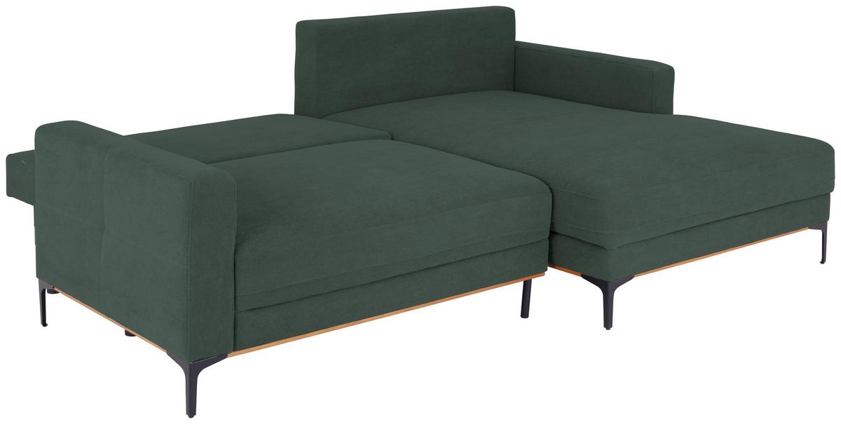 Ecksofa Bergamo - Waldgrün/Schwarz, MODERN, Textil (238/162cm) - Ondega