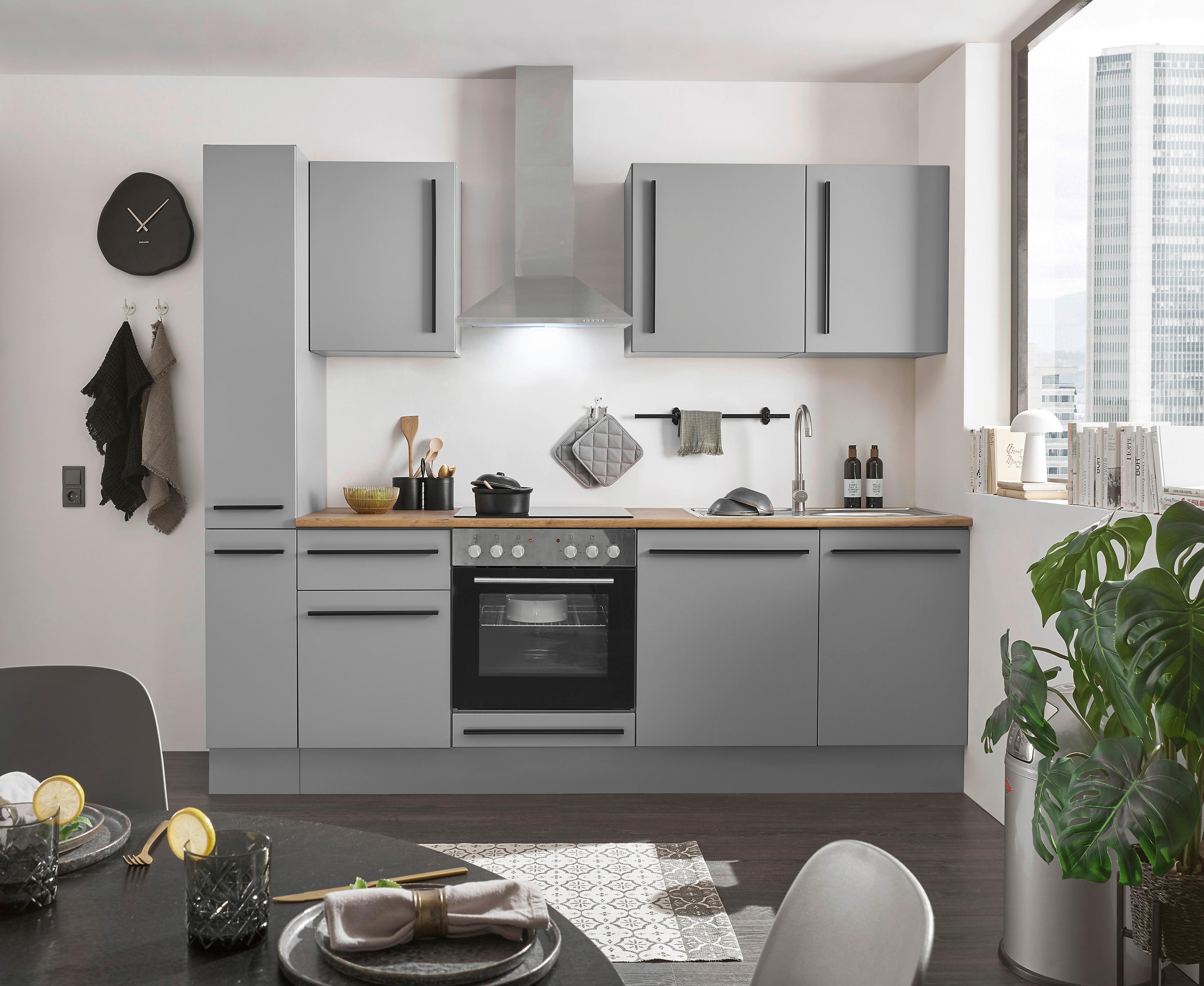 Küchenblock Denver Grau B: 250 cm - Eichefarben/Grau, Design, Holzwerkstoff (250cm) - MID.YOU