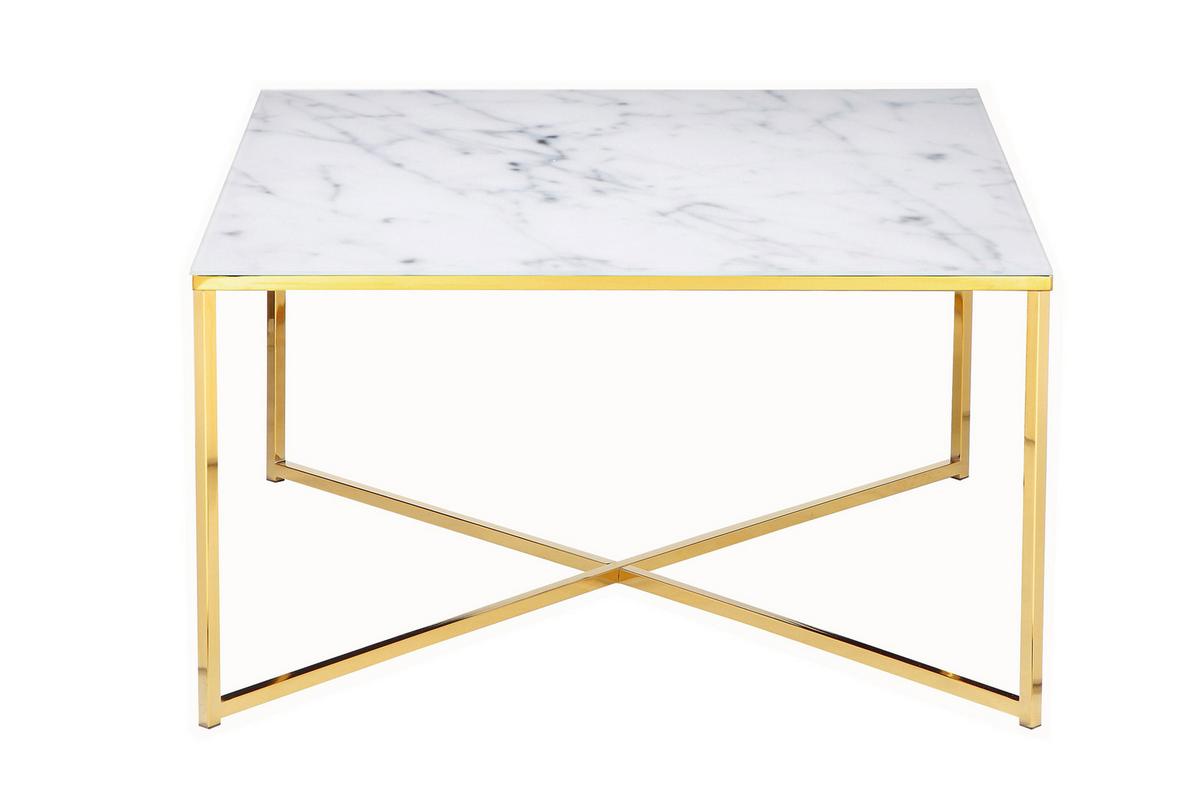 Couchtisch Weiß/goldfarben B: 80 Cm - Goldfarben/Weiß, Design, Glas/Metall (80/80/45cm) - Livetastic