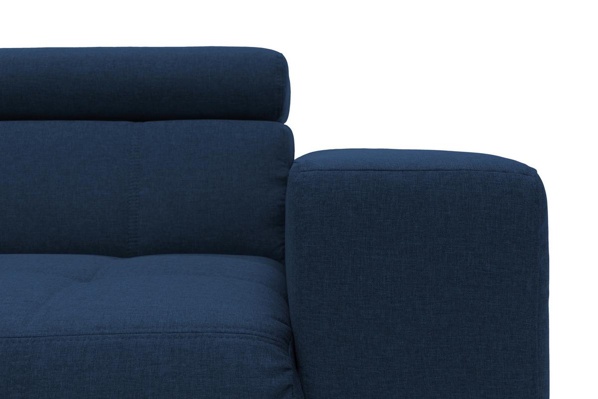 Ecksofa Kopfteil verstellbar Cunelli Dunkelblau Webstoff - Schwarz/Dunkelblau, Design, Textil (175/292cm) - MID.YOU