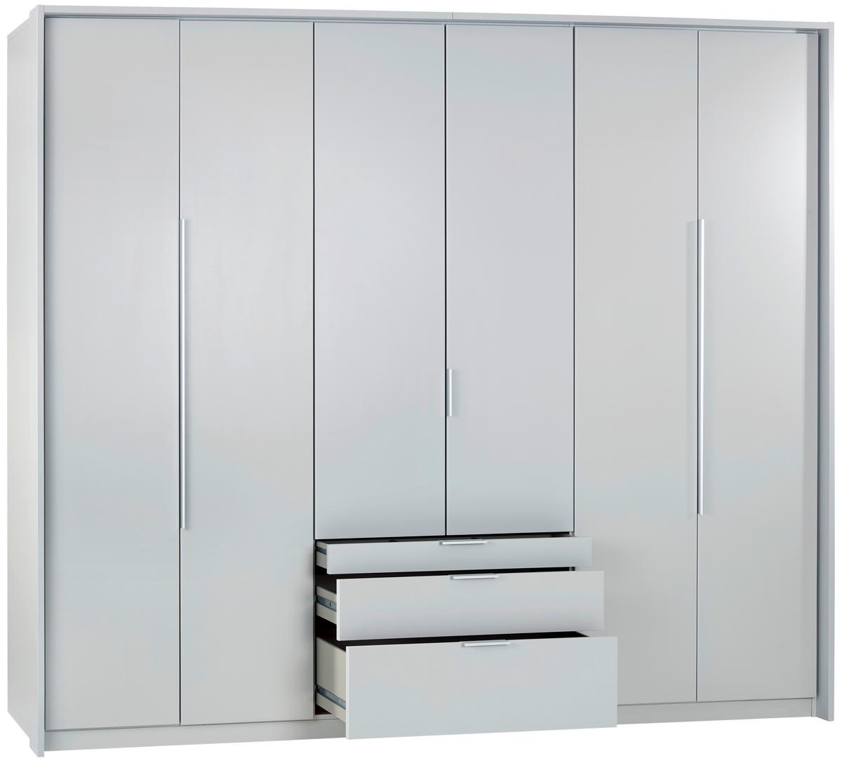 Drehtürenschrank Mit Laden 271 Cm Alabama, Seidengrau - Hellgrau, MODERN, Holzwerkstoff (271/229/54cm)