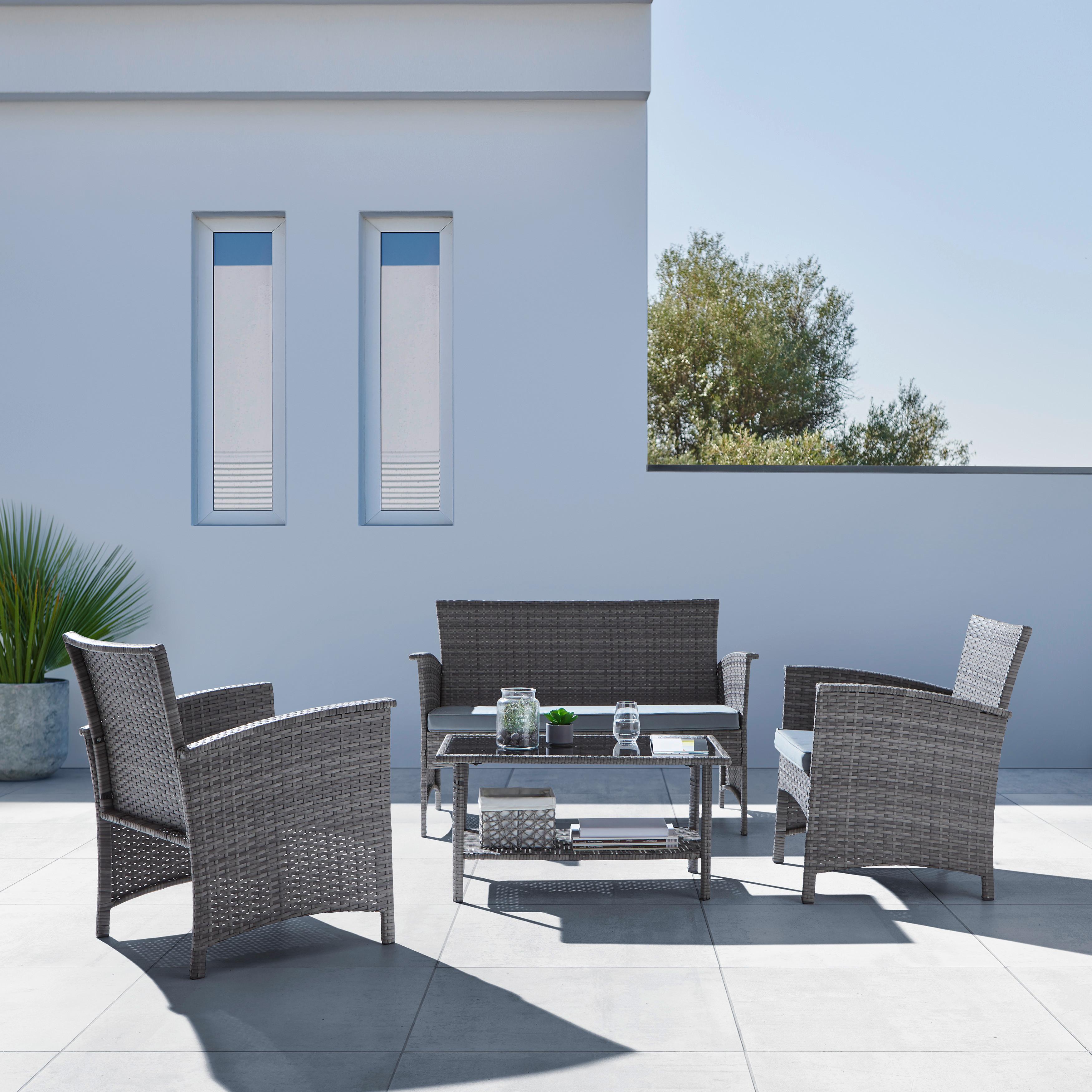 TERASOVÁ SEDACÍ SOUPRAVA PADUA - šedá/černá, Moderní, kov/textil - Mömax