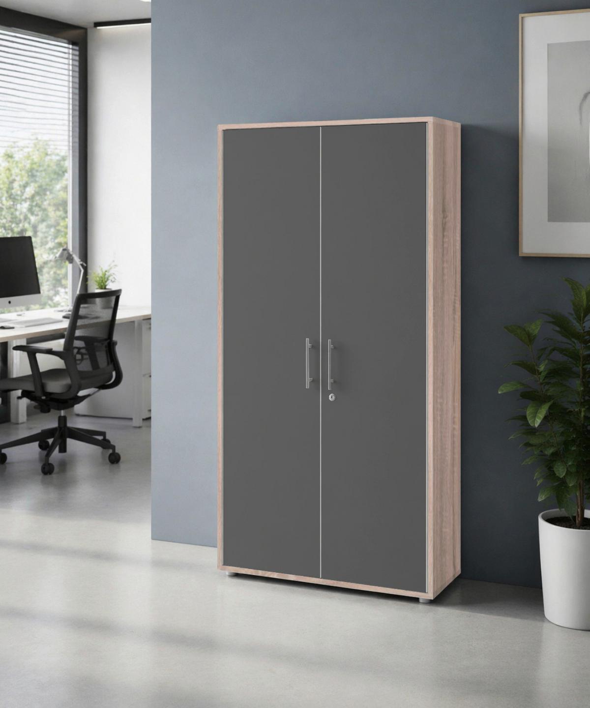AKTENSCHRANK OFFICE EDITION - Anthrazit/Sonoma Eiche, MODERN, Holzwerkstoff (84,4/185,6/33cm) - MID.YOU
