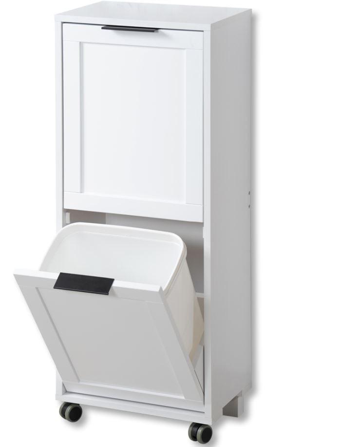 Mehrzweckschrank Weiß BxH 36x94 cm mit Mülleimern