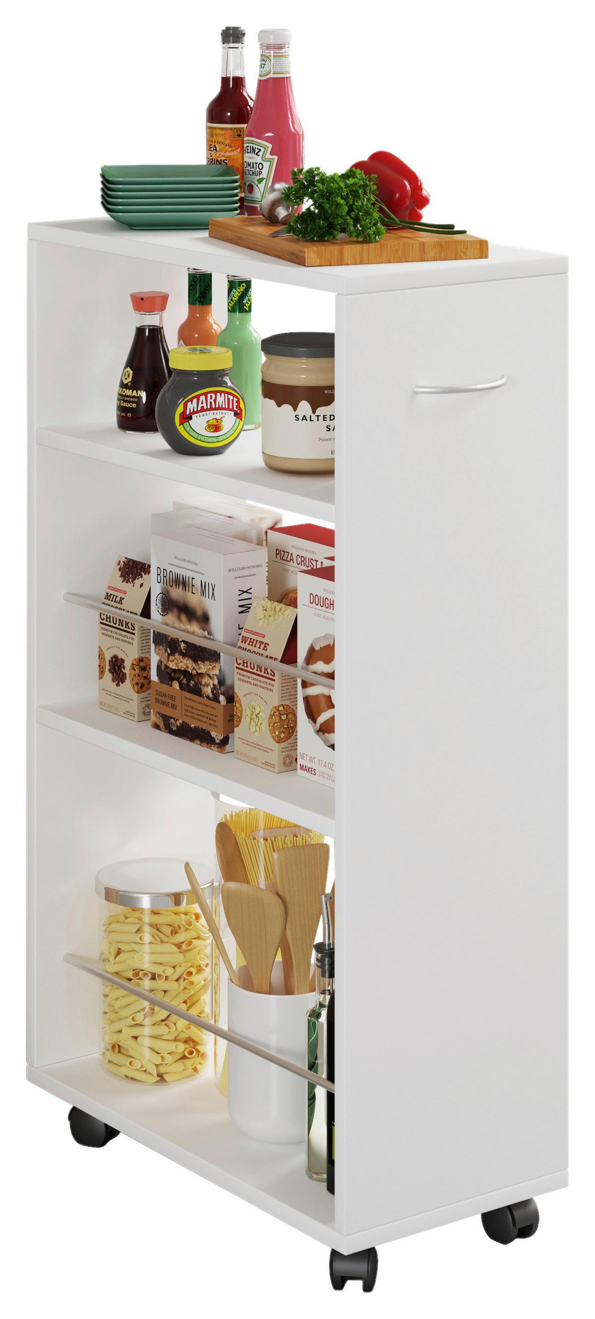 Univerzální vozík TUSAL, bílý - bílá, Moderní, kov/kompozitní dřevo (25/50/85cm) - MID.YOU