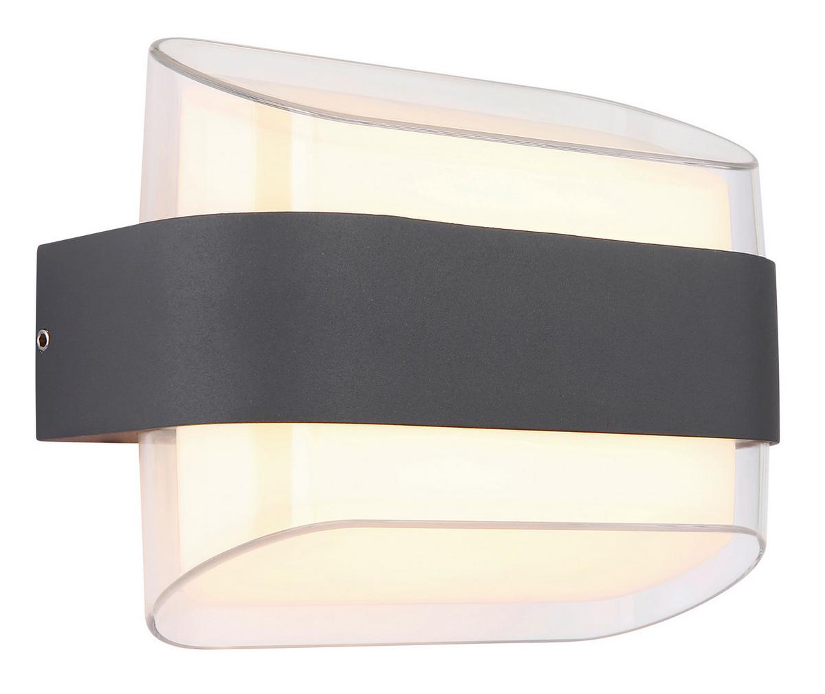 Außenwandleuchte 34315 - Transparent/Anthrazit, Design, Kunststoff/Metall (16/7,8/12,5cm) - Globo