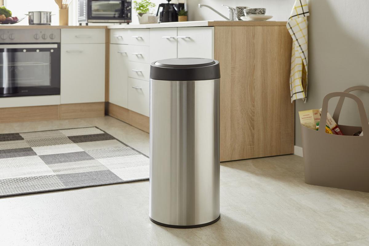 Mülleimer Carlee Mit Sensor 30 L Metall Silber - Silberfarben/Schwarz, Basics, Kunststoff/Metall (29,5/68cm) - Homezone