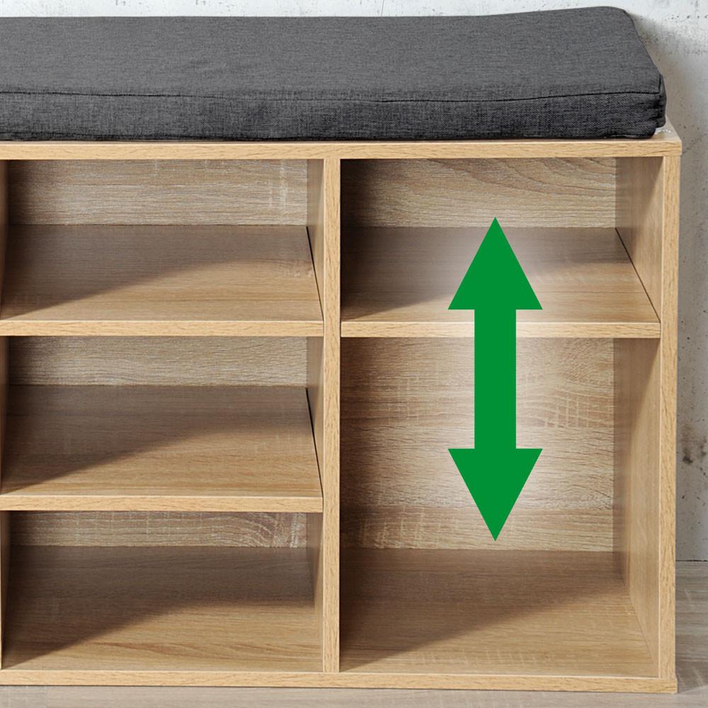 Garderobenbank Eiche Dekor Mit Sitzkissen B: 103,5 Cm - Sonoma Eiche, MODERN, Holzwerkstoff (103,5/48/29,5cm) - Kesper