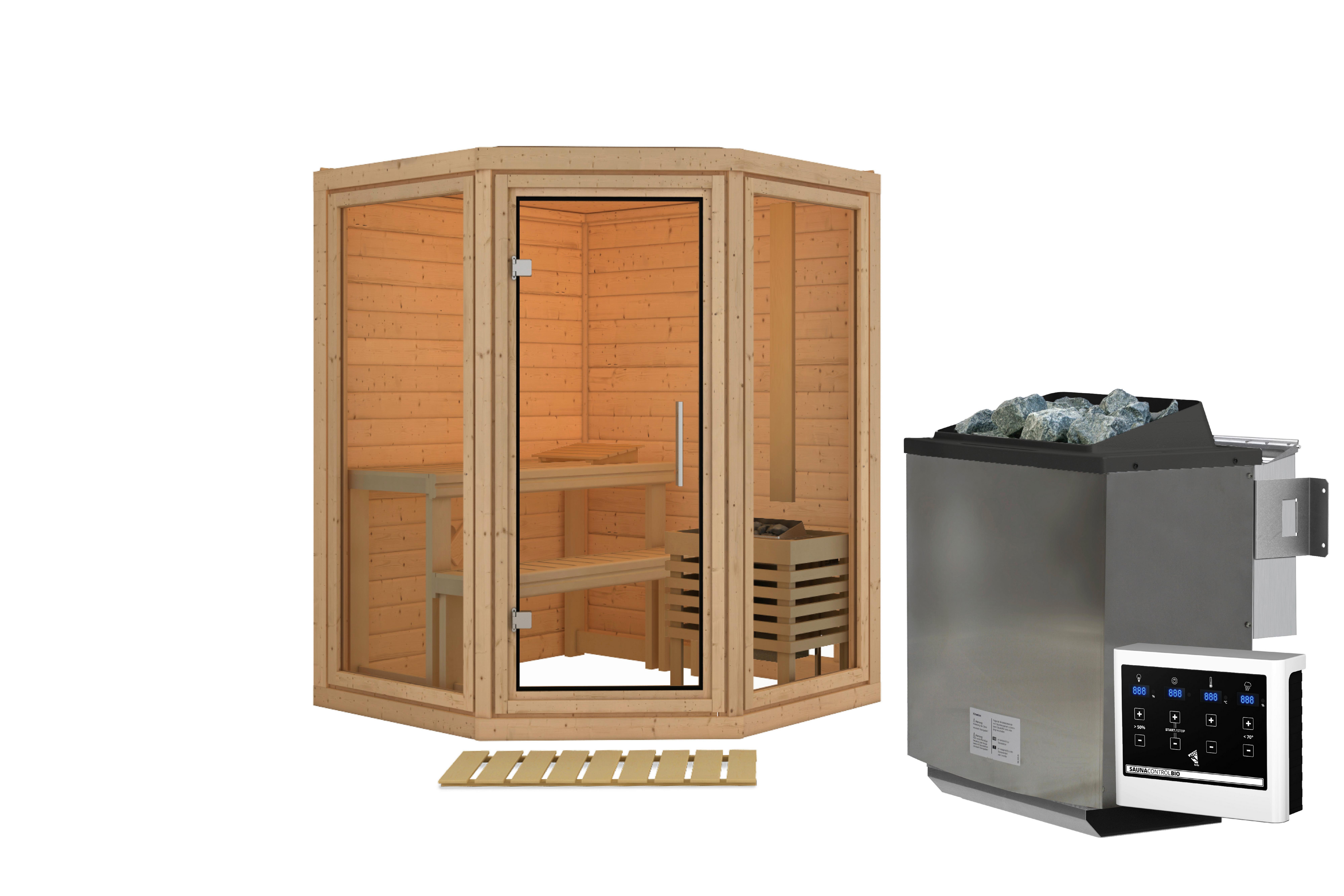 Sauna Muya 159/210/159 Cm - Fichtefarben, Basics, Holz (159/210/159cm)