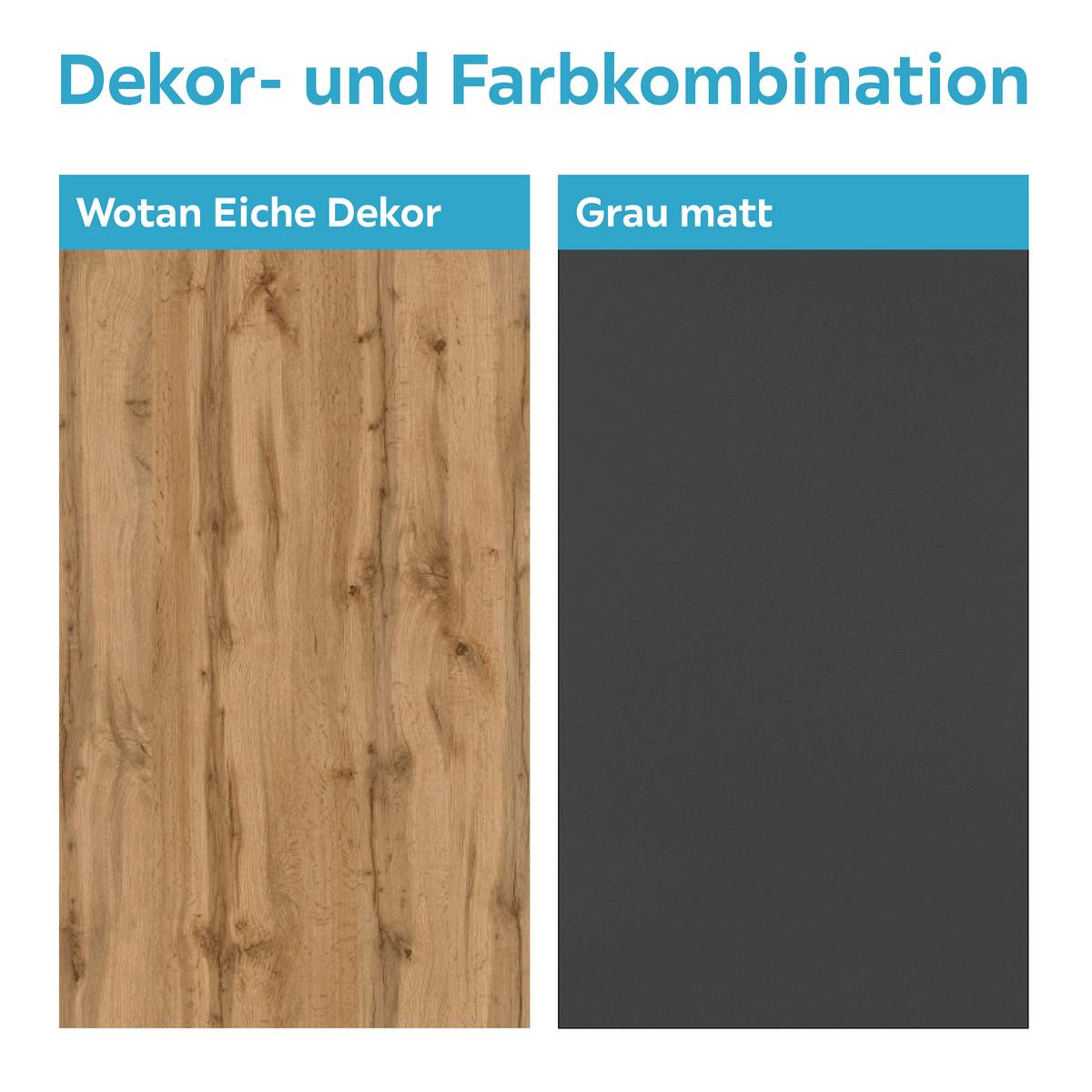 Wohnwand Modern 6-tlg. Mit Led Fargo, Wotan Eiche Dekor/grau - Eichefarben/Grau, MODERN (240/192/38cm)